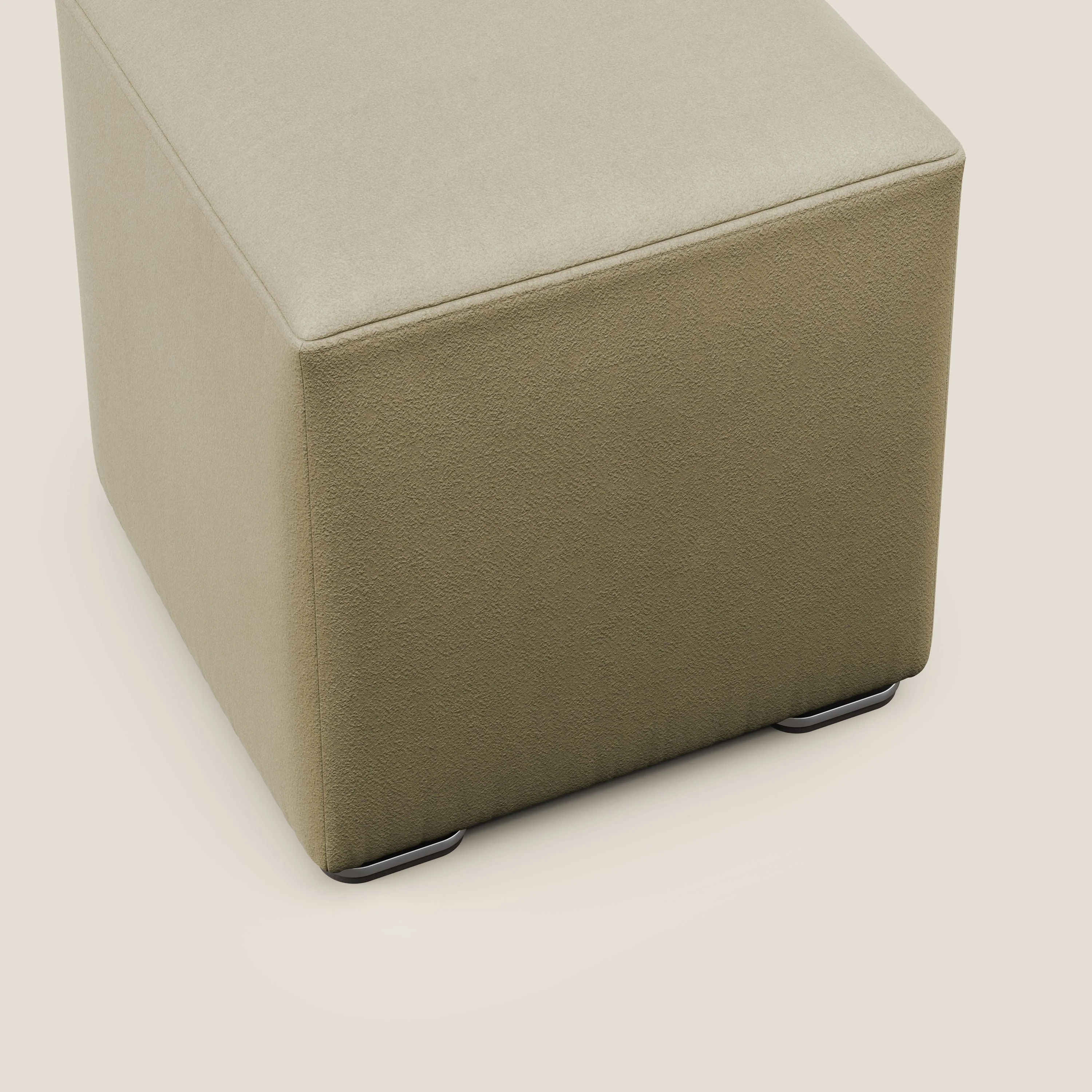 Cube pouf en microfibre détachable T11 beige - Image 5