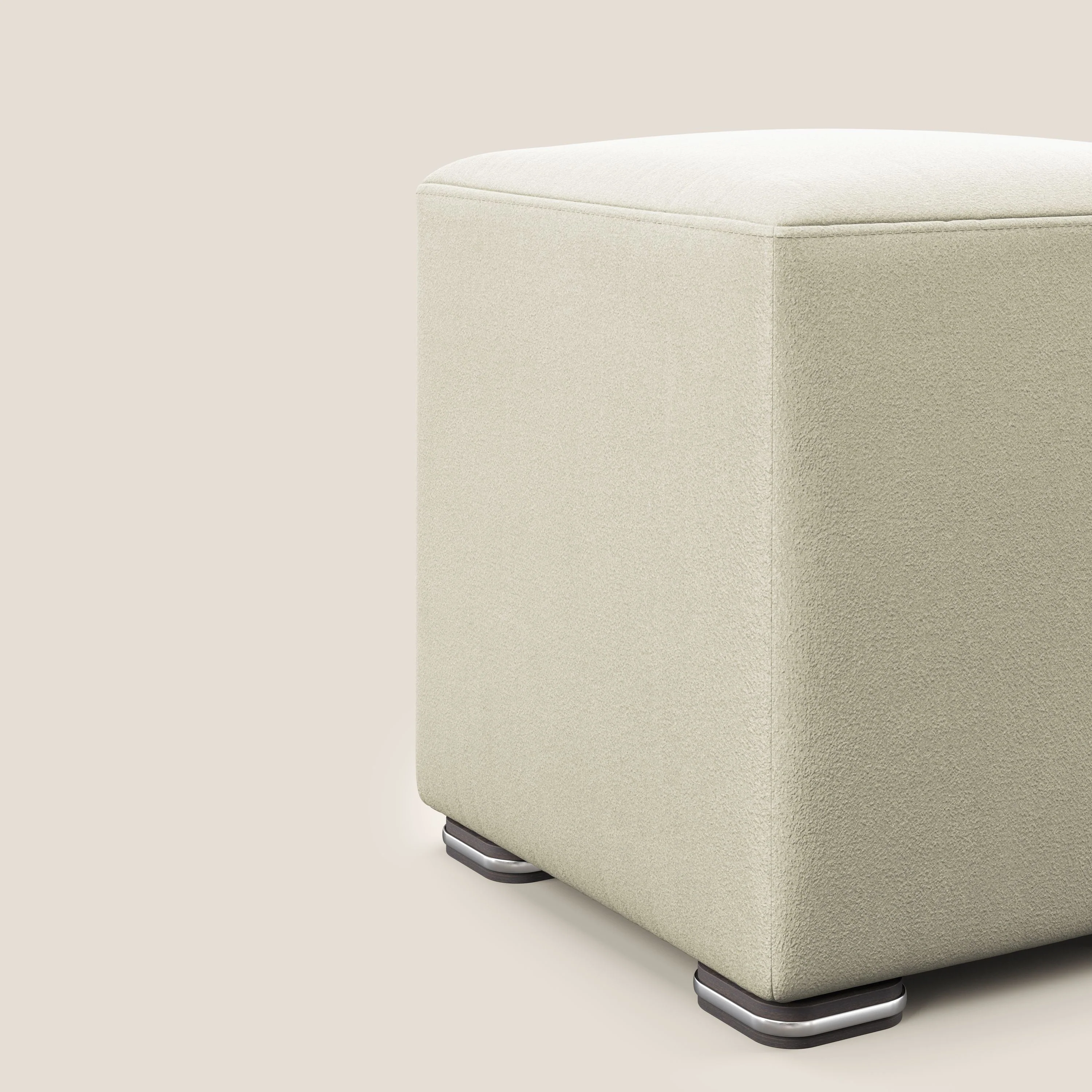 Cube pouf en microfibre détachable T11 crème - Image 4