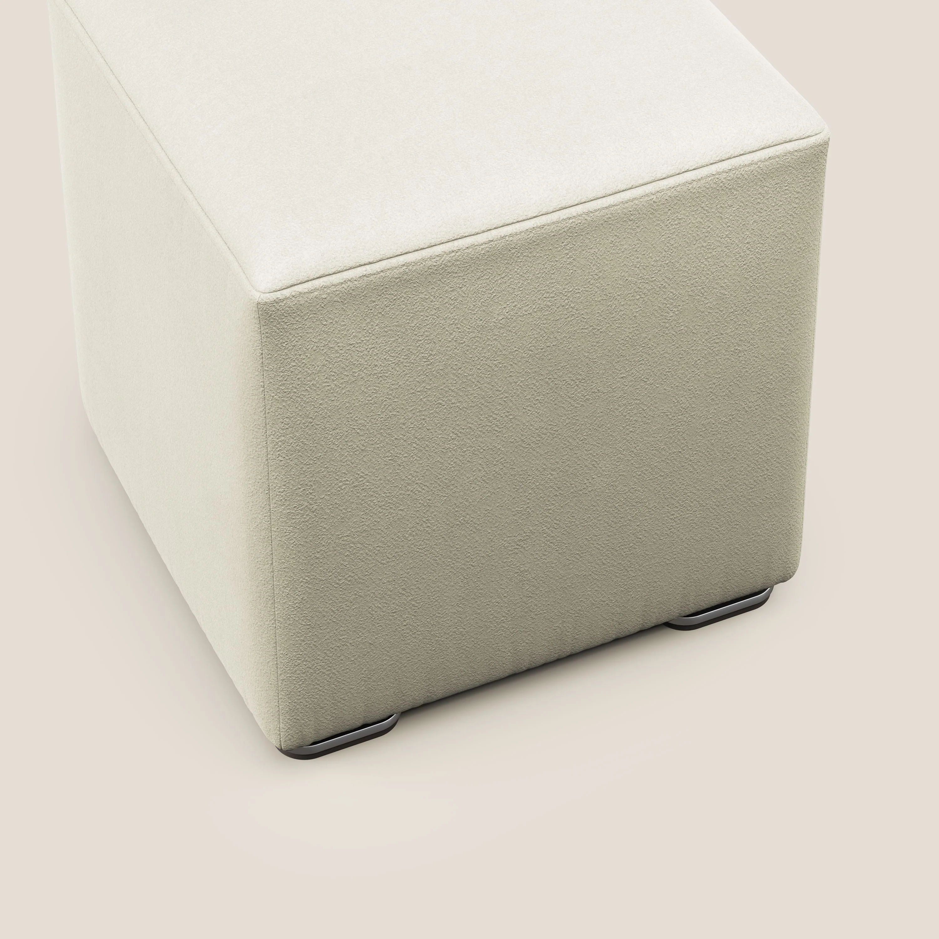 Cube pouf en microfibre détachable T11 crème - Image 5