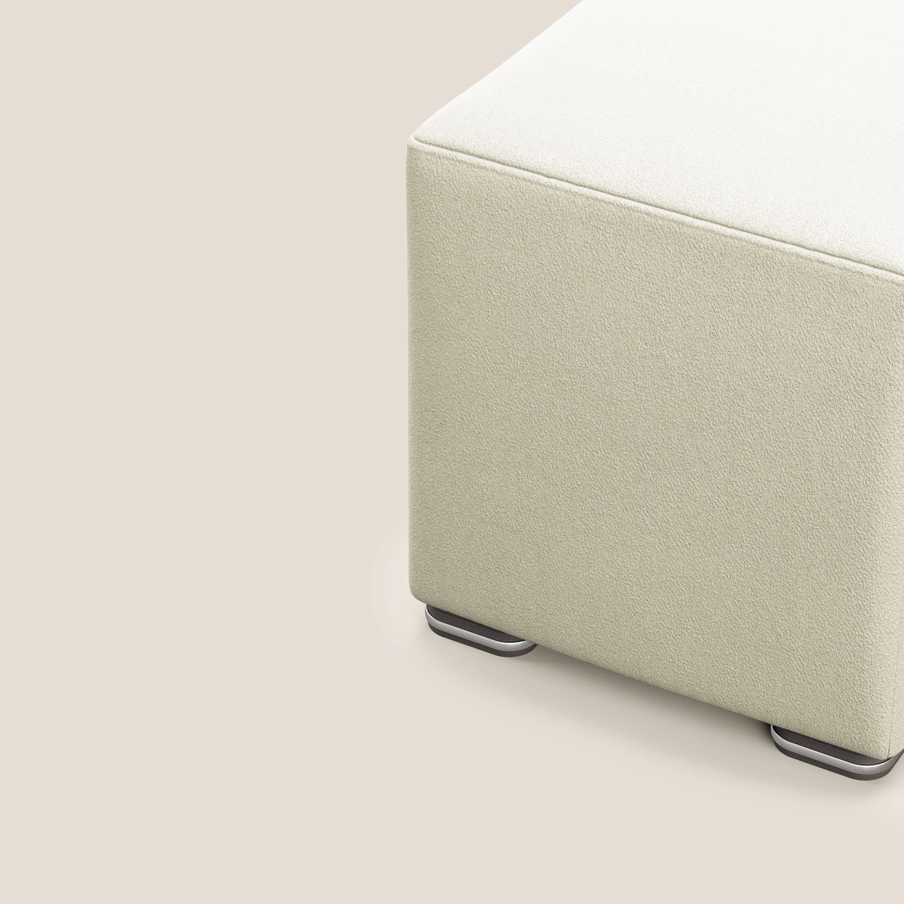 Cube pouf en microfibre détachable T11 crème - Image 6