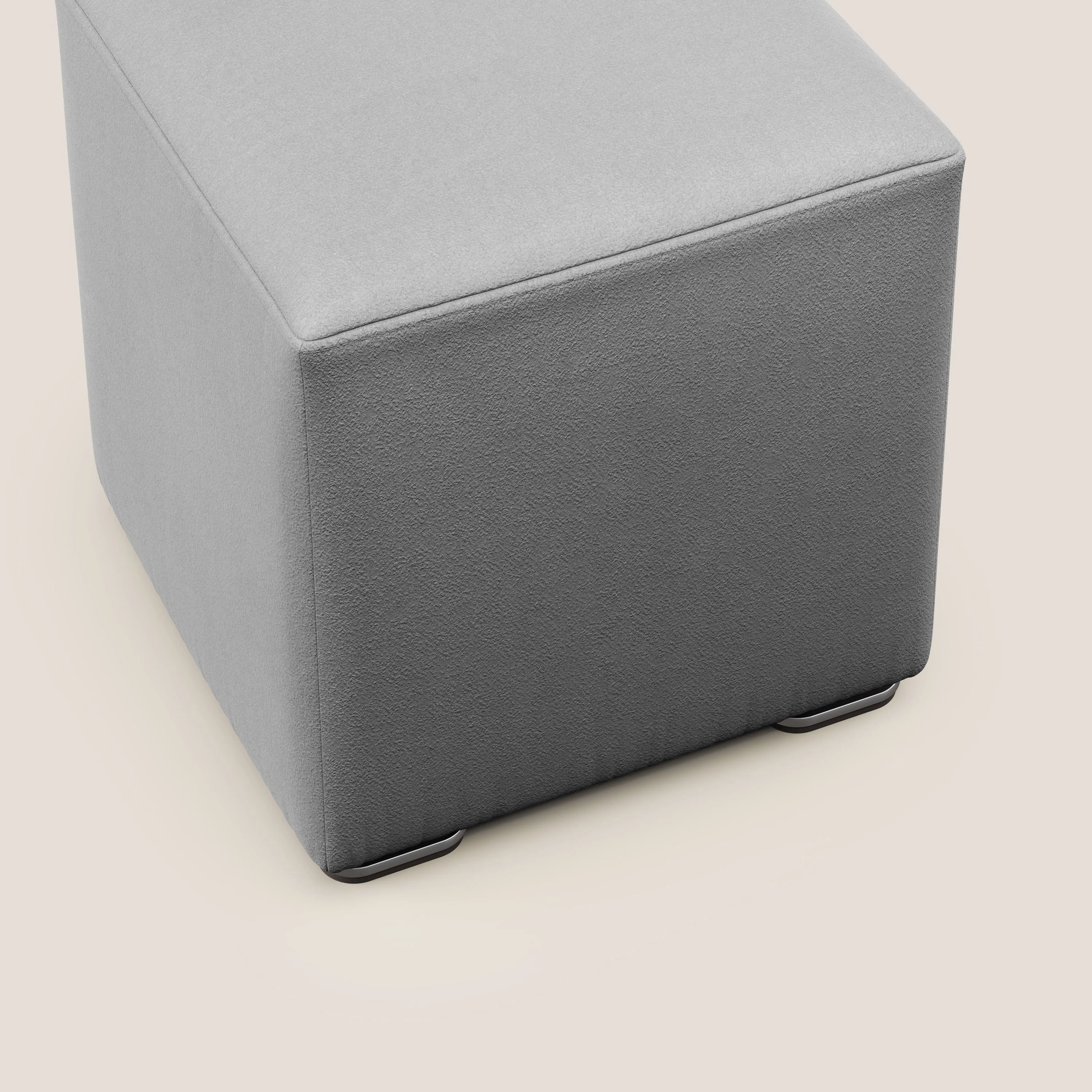 Cube pouf en microfibre détachable T11 gris - Image 5