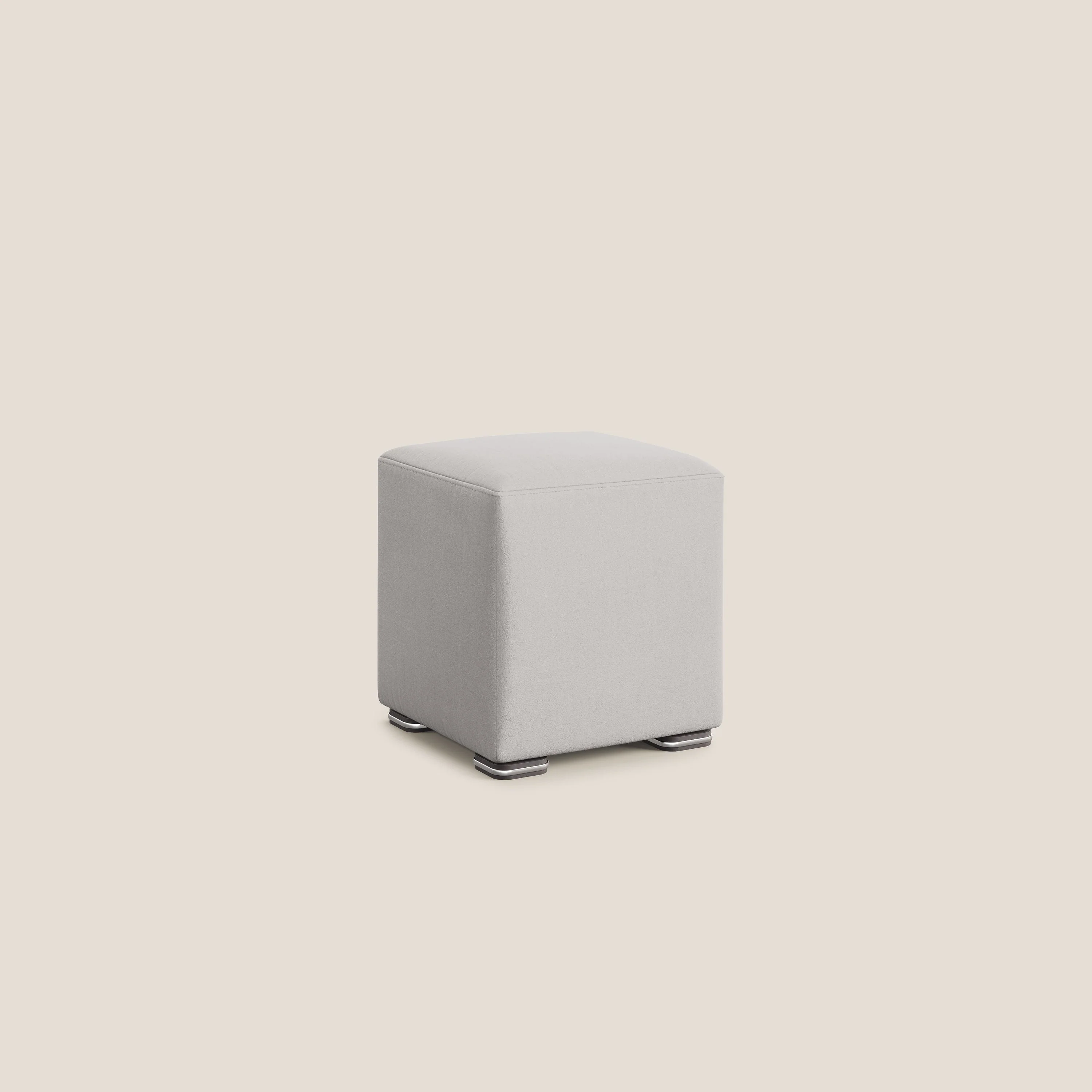 Cube pouf en microfibre détachable T11 gris clair - Image 2