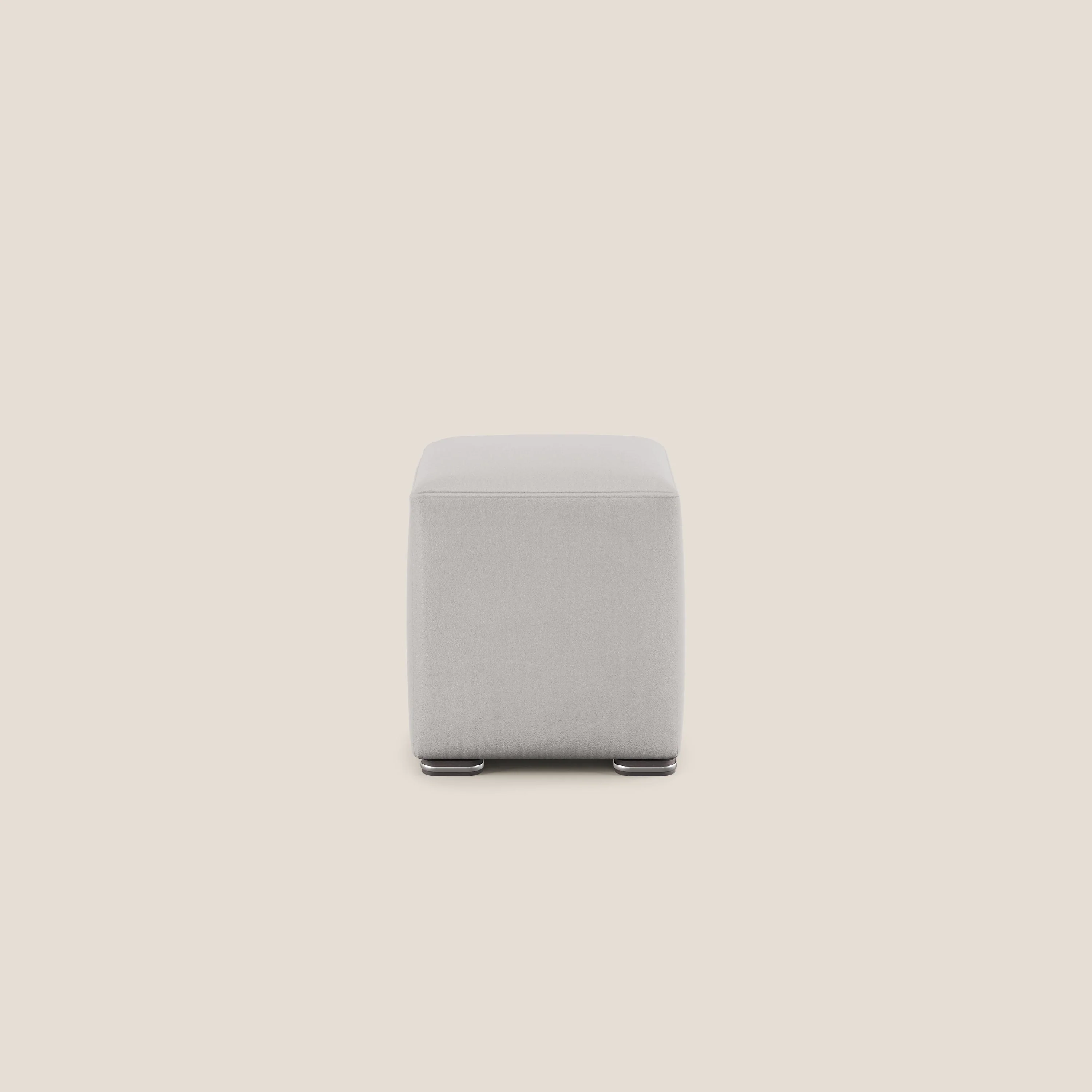 Cube pouf en microfibre détachable T11 gris clair - Image 3