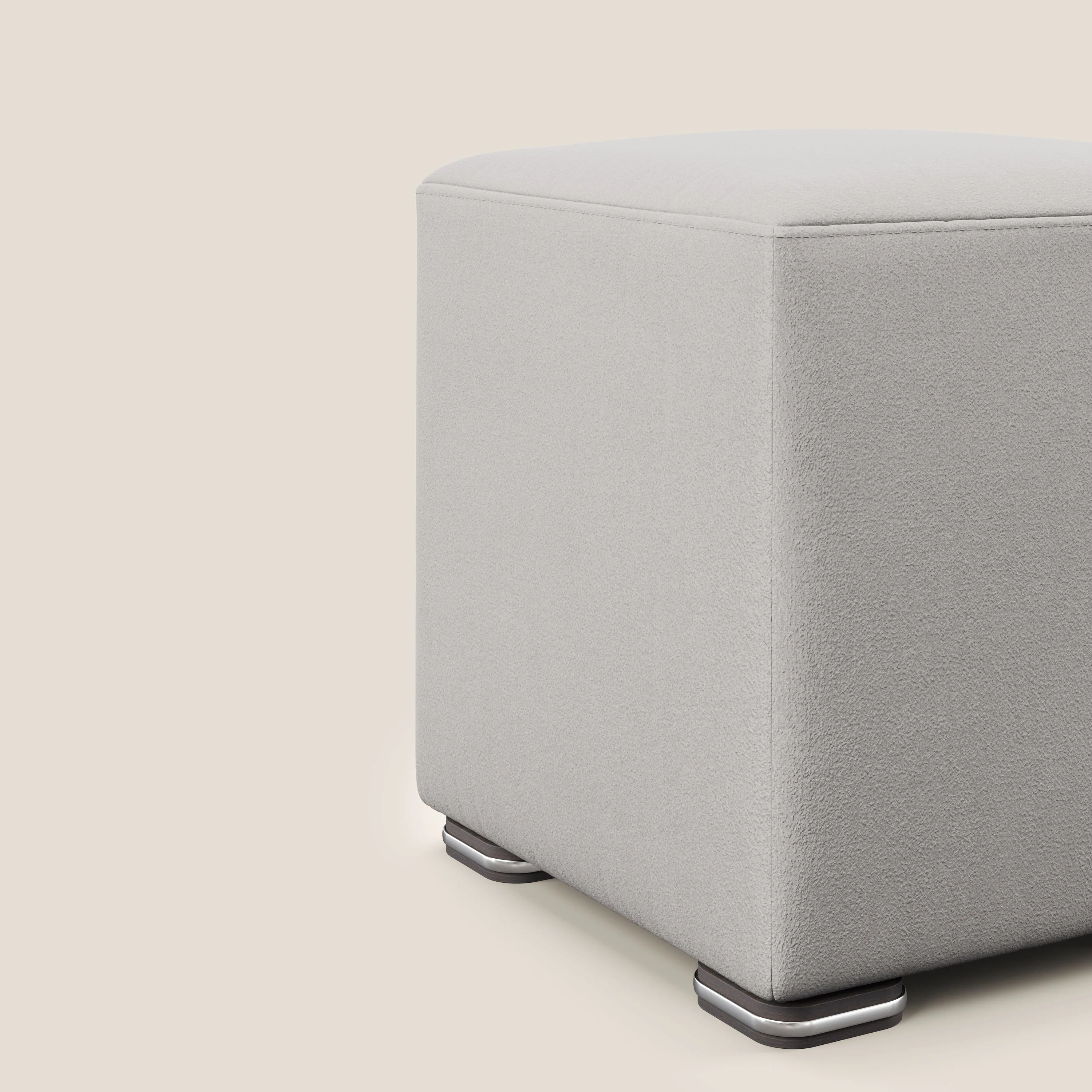 Cube pouf en microfibre détachable T11 gris clair - Image 4