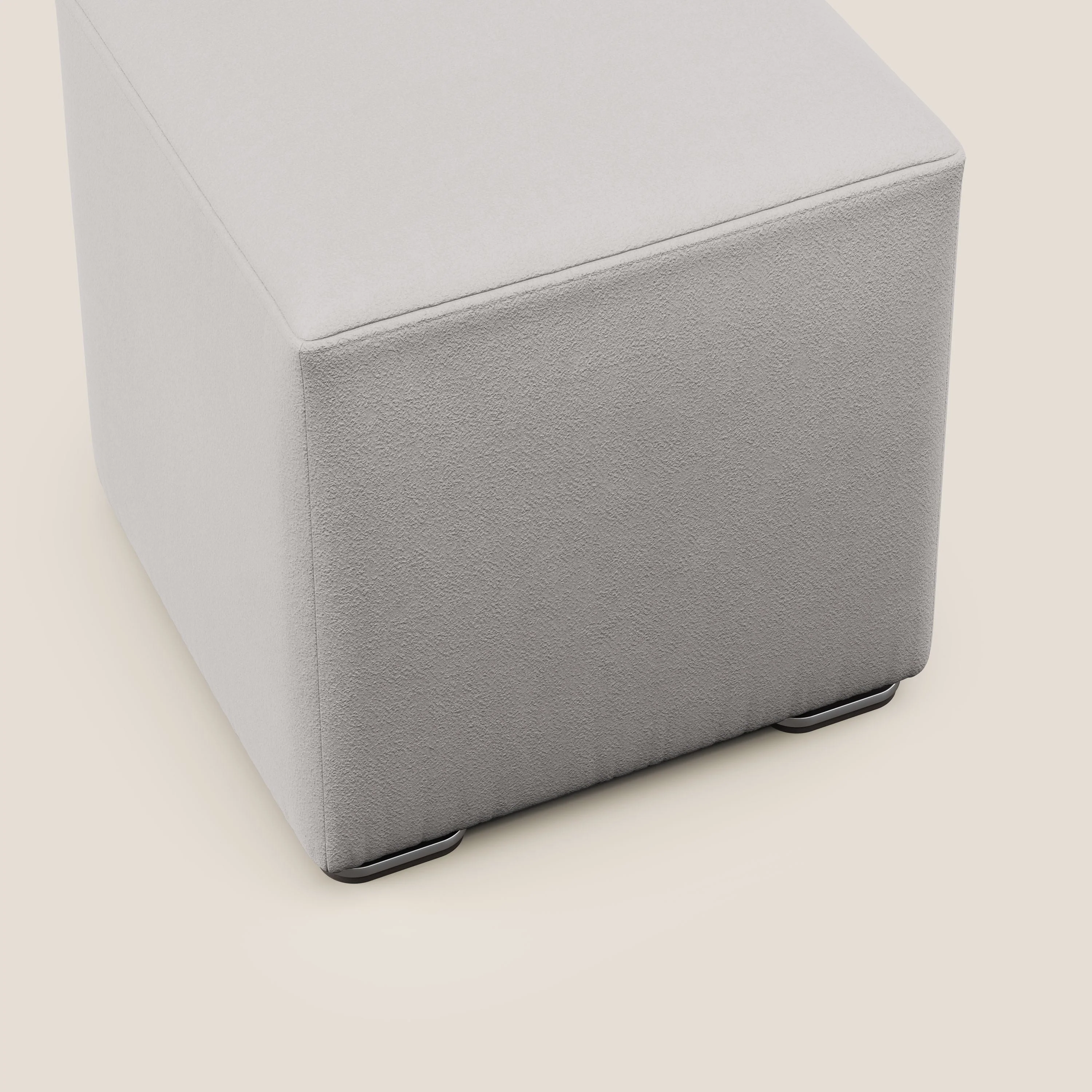 Cube pouf en microfibre détachable T11 gris clair - Image 5