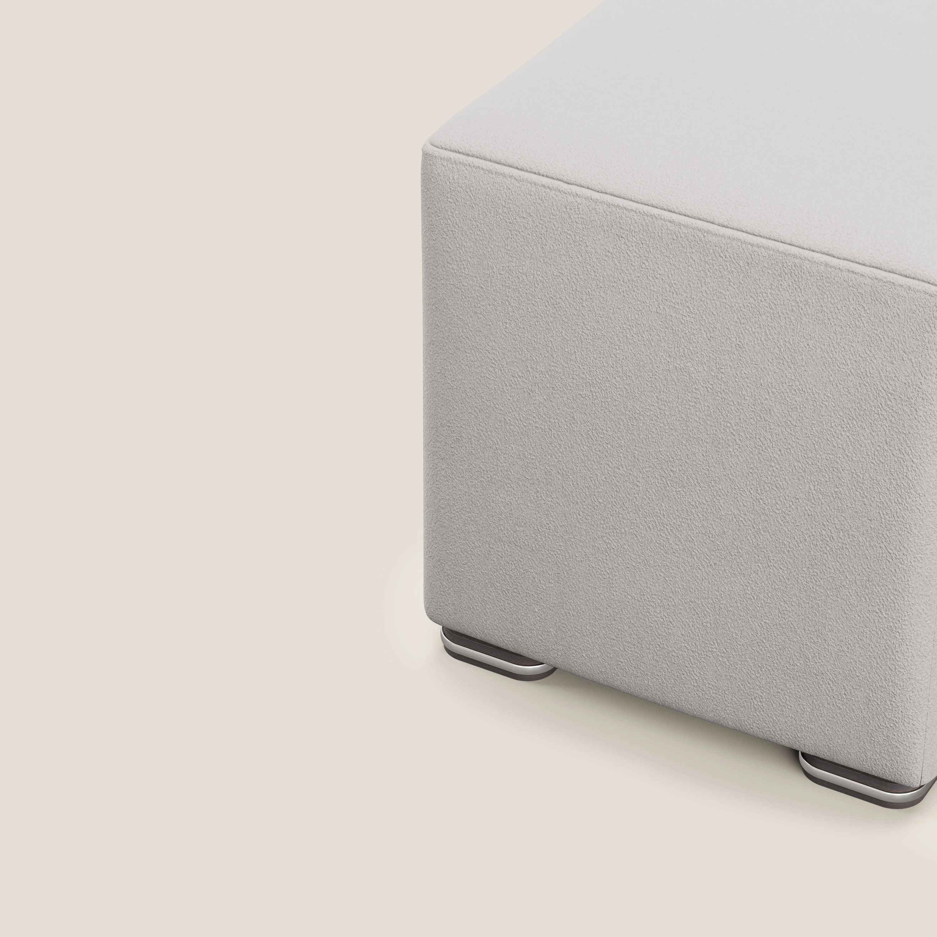 Cube pouf en microfibre détachable T11 gris clair - Image 6