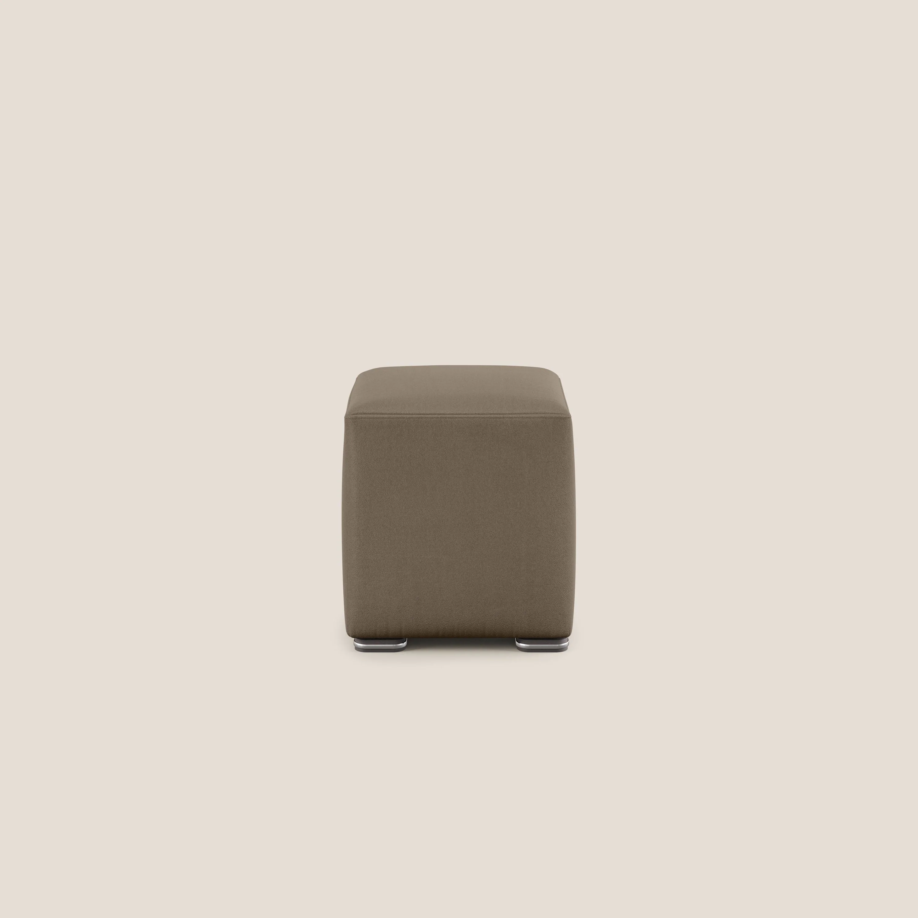 Cube pouf en microfibre détachable T11 marron - Image 3