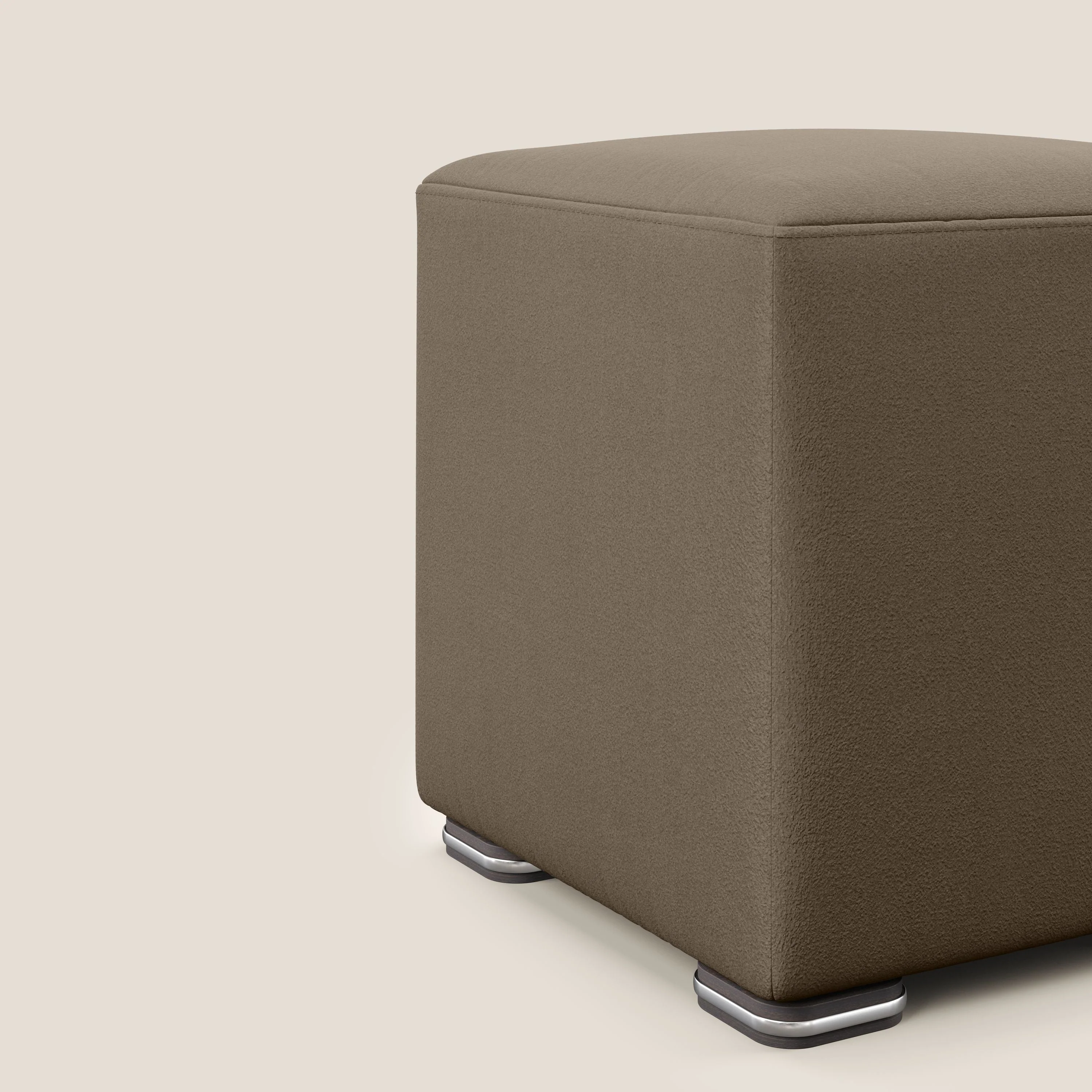 Cube pouf en microfibre détachable T11 marron - Image 4