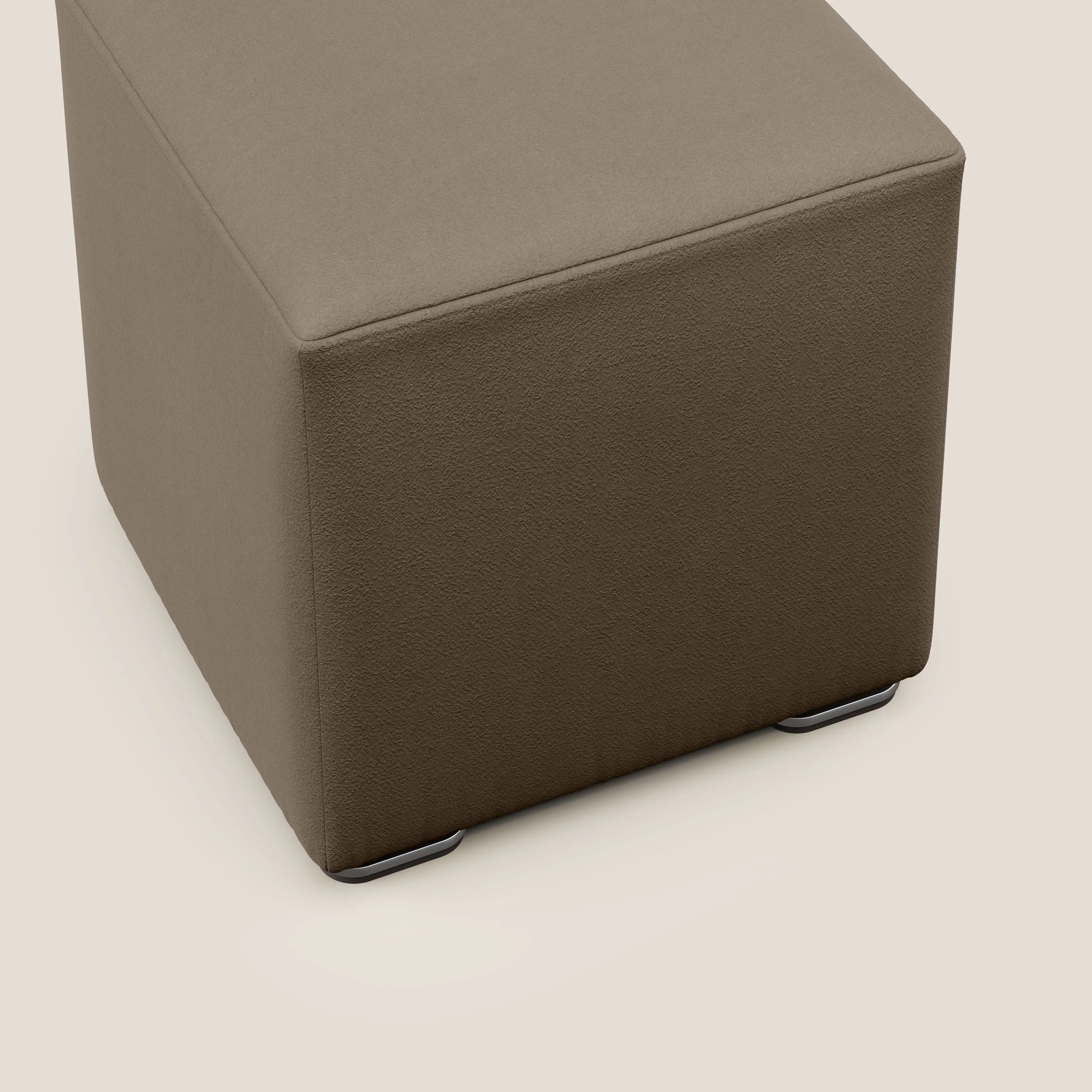 Cube pouf en microfibre détachable T11 marron - Image 5