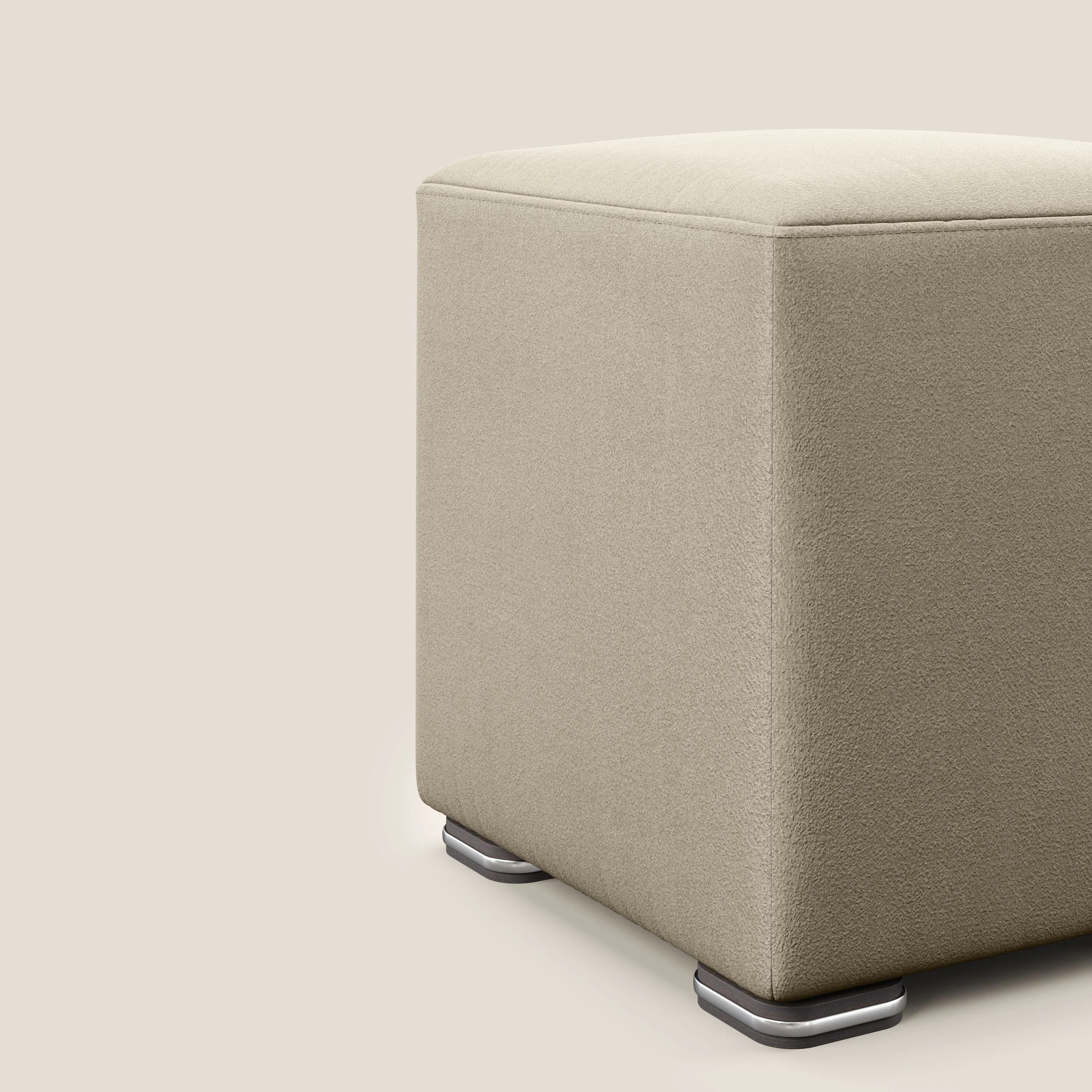 Cube pouf en microfibre détachable T11 Taupe  - Image 4