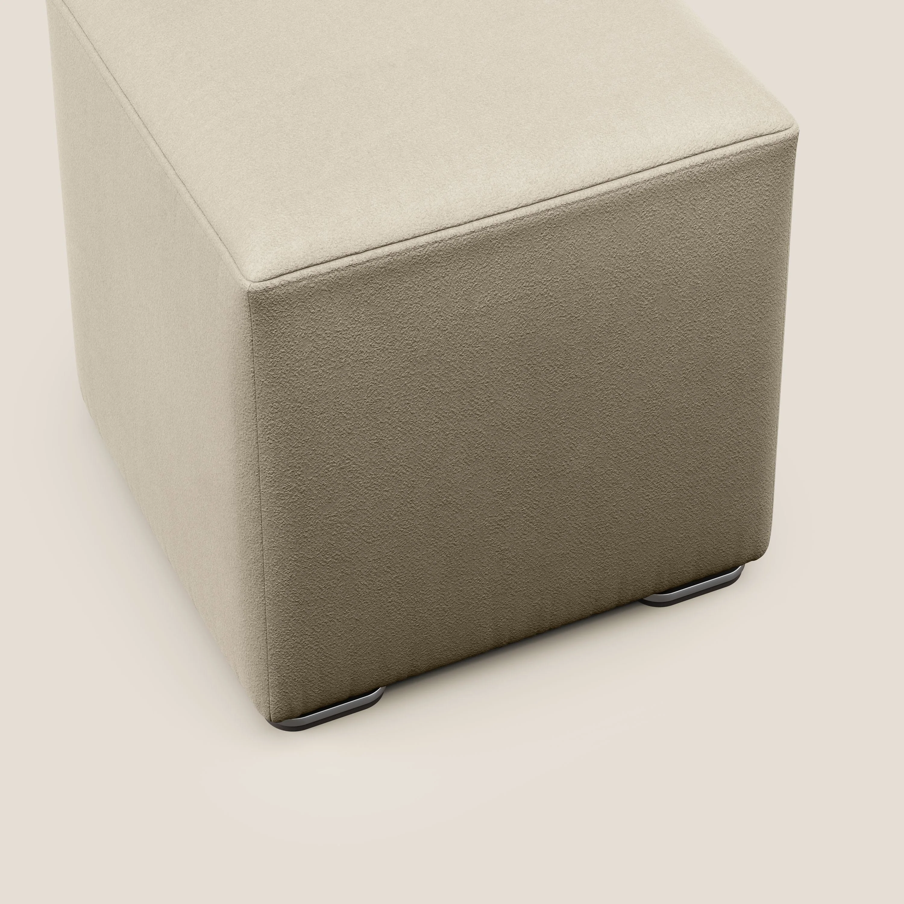 Cube pouf en microfibre détachable T11 Taupe  - Image 5