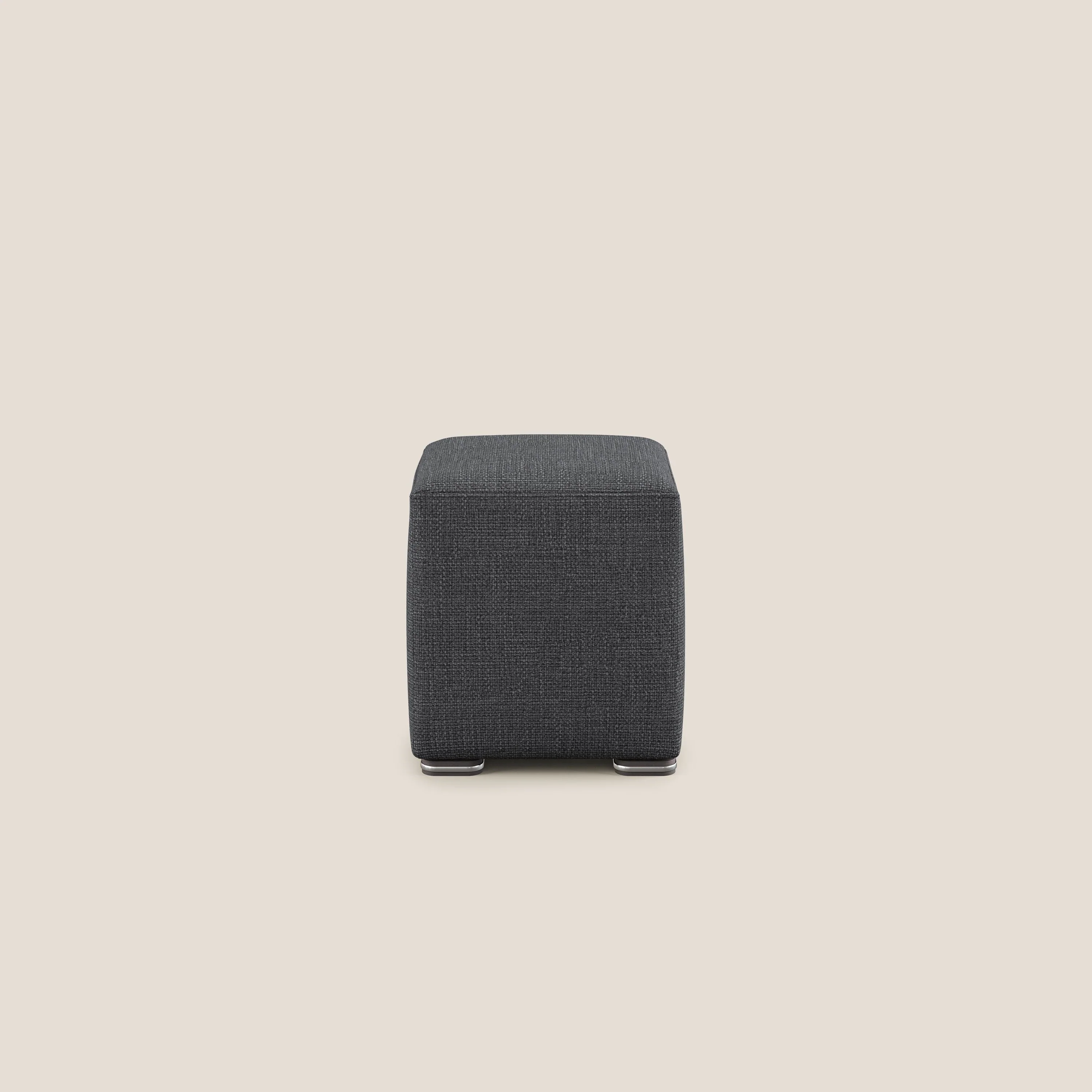 Cube pouf en tissu doux imperméable entrelacé melangé T06 anthracite - Image 3