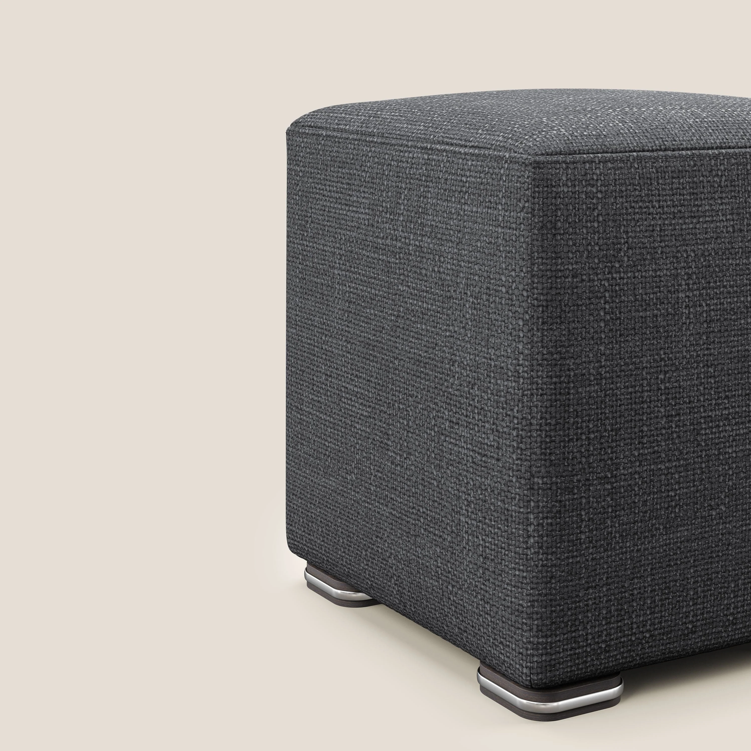 Cube pouf en tissu doux imperméable entrelacé melangé T06 anthracite - Image 4
