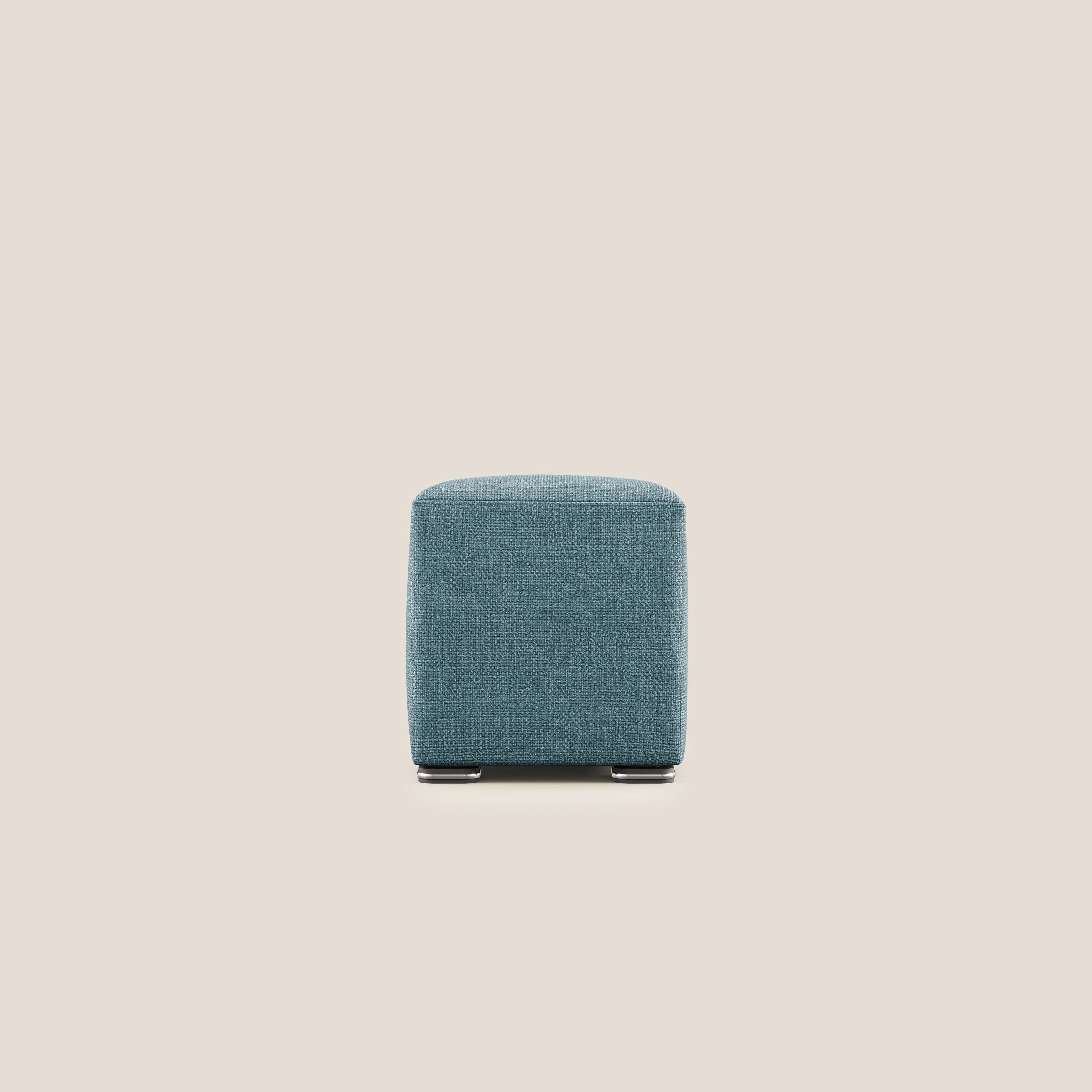 Cube pouf en tissu doux imperméable entrelacé melangé T06 azur