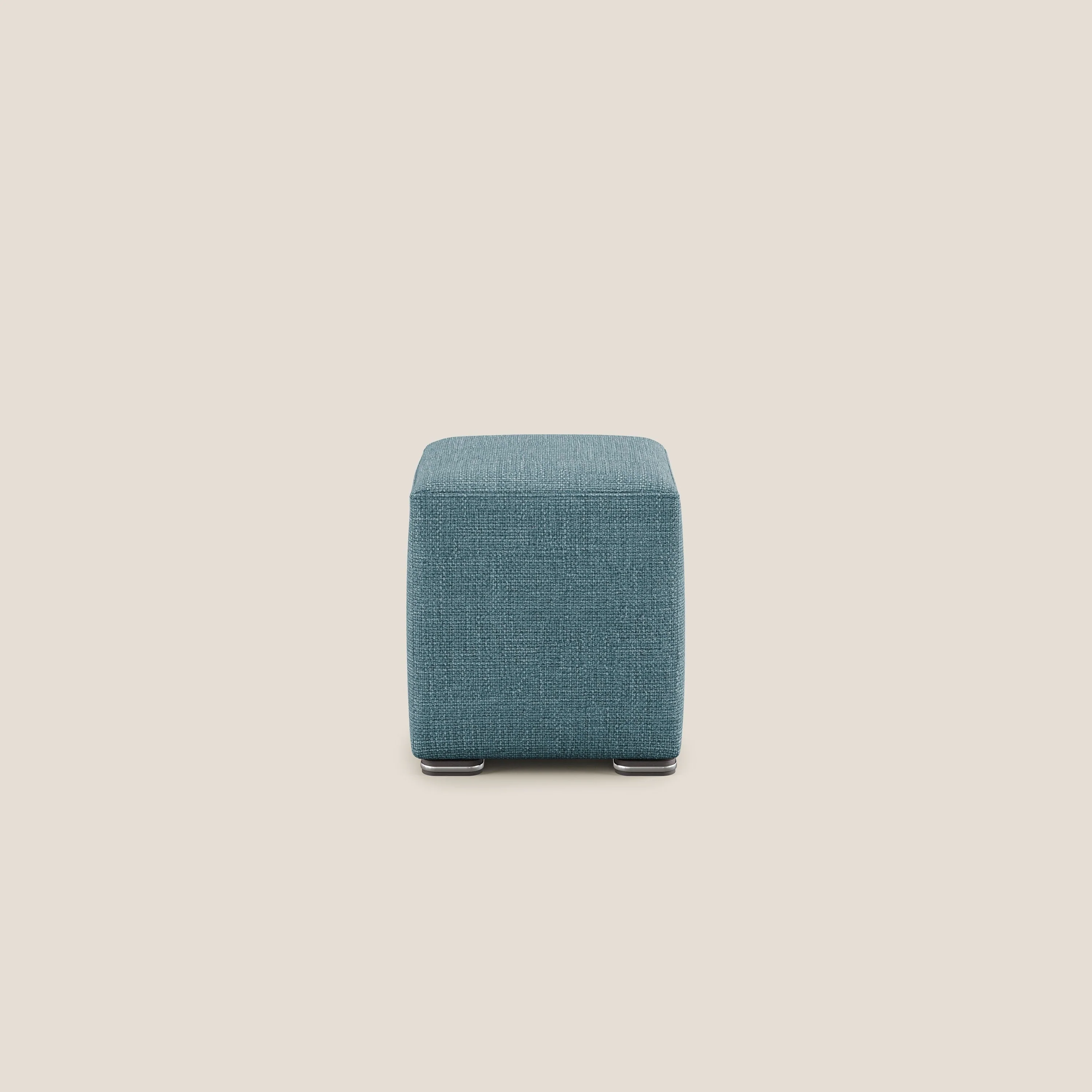 Cube pouf en tissu doux imperméable entrelacé melangé T06 azur - Image 3