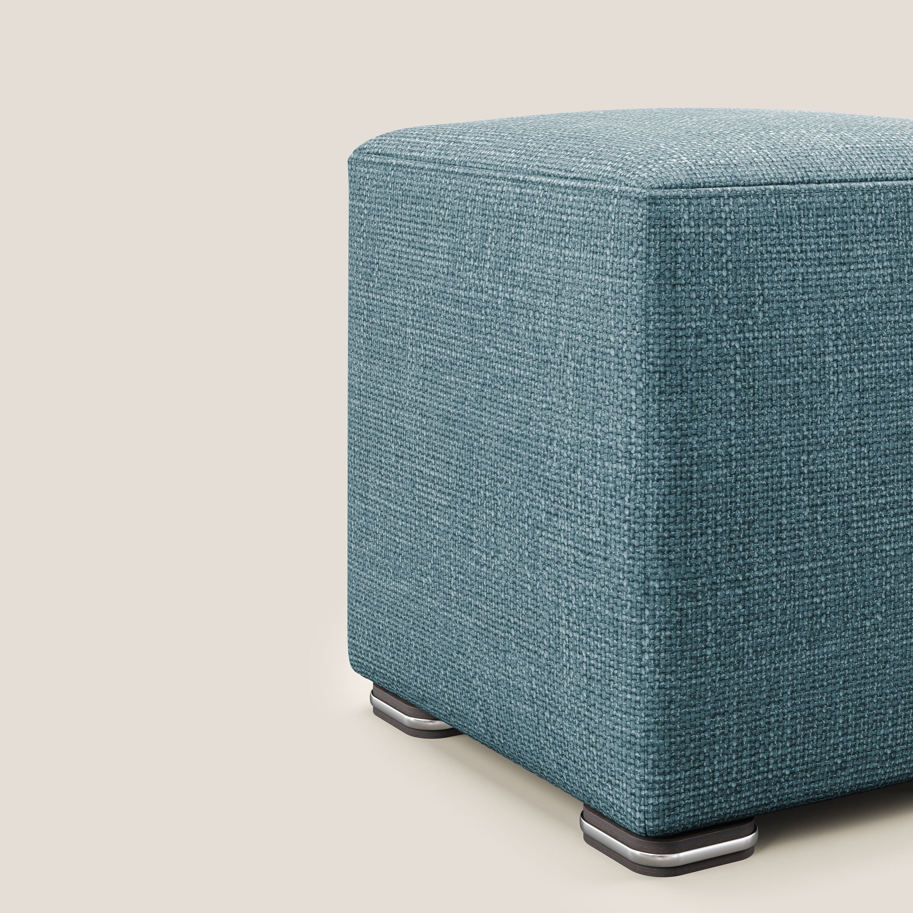Cube pouf en tissu doux imperméable entrelacé melangé T06 azur - Image 4