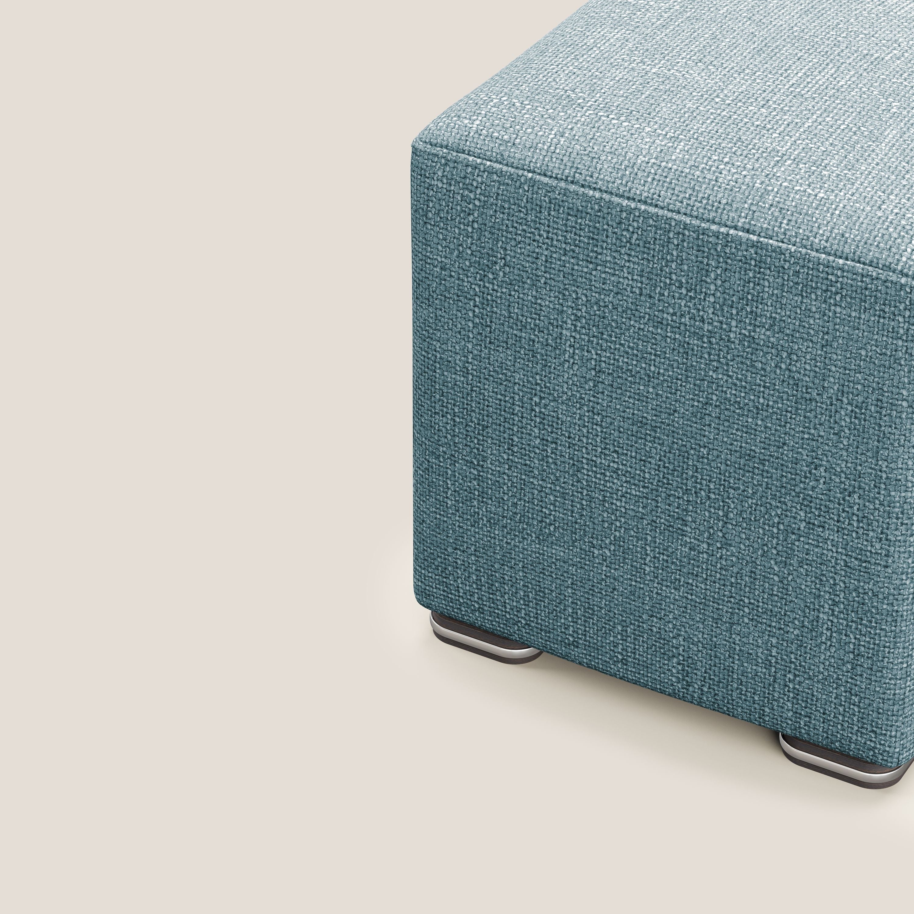 Cube pouf en tissu doux imperméable entrelacé melangé T06 azur - Image 6