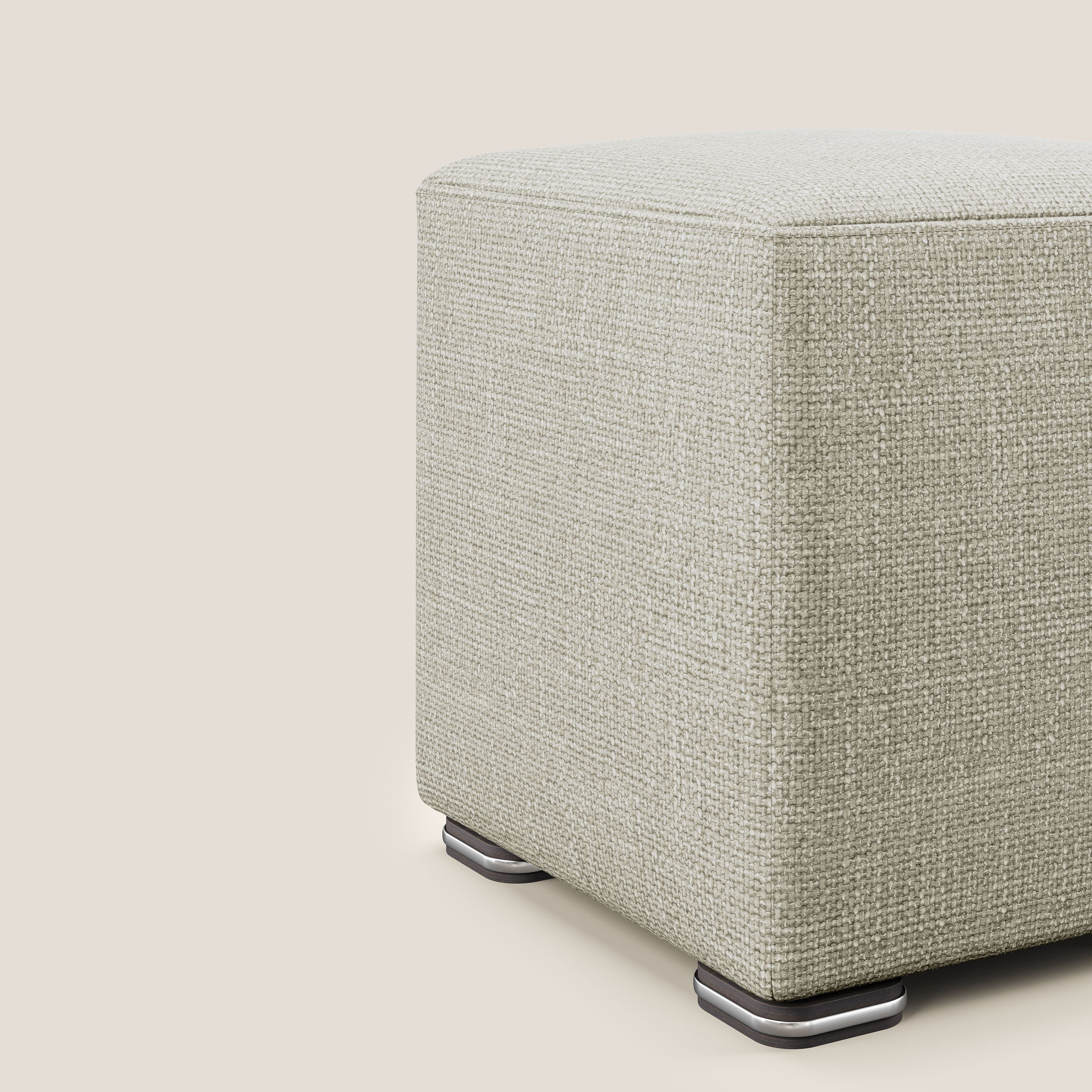 Cube pouf en tissu doux imperméable entrelacé melangé T06 crème - Image 4
