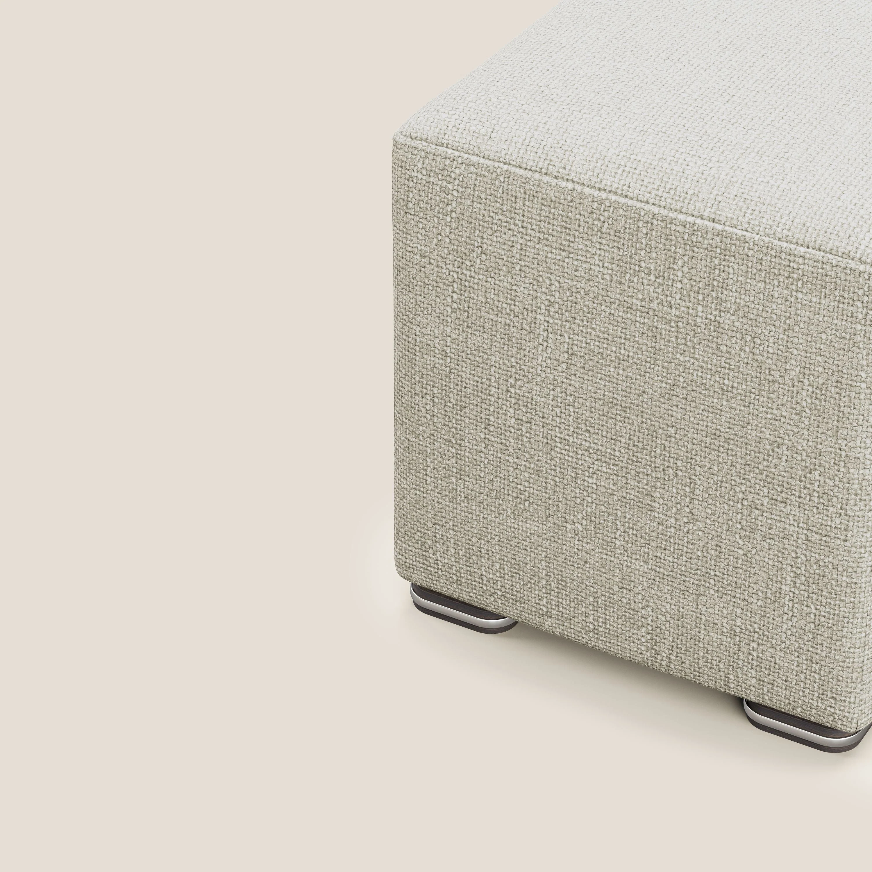 Cube pouf en tissu doux imperméable entrelacé melangé T06 crème - Image 6
