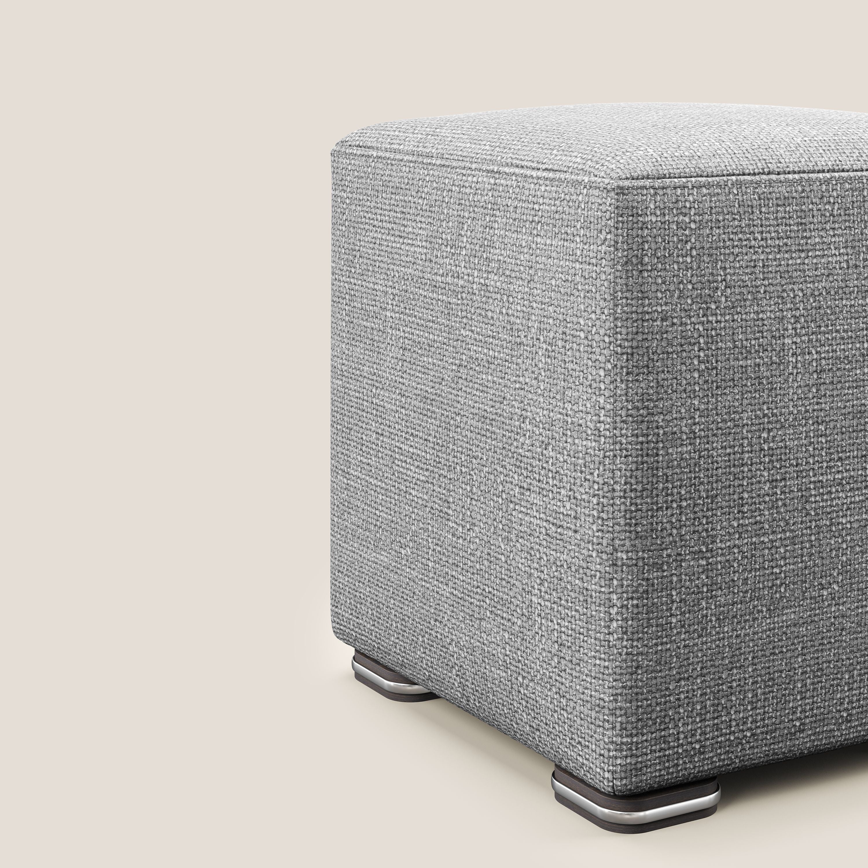 Cube pouf en tissu doux imperméable entrelacé melangé T06 gris - Image 4