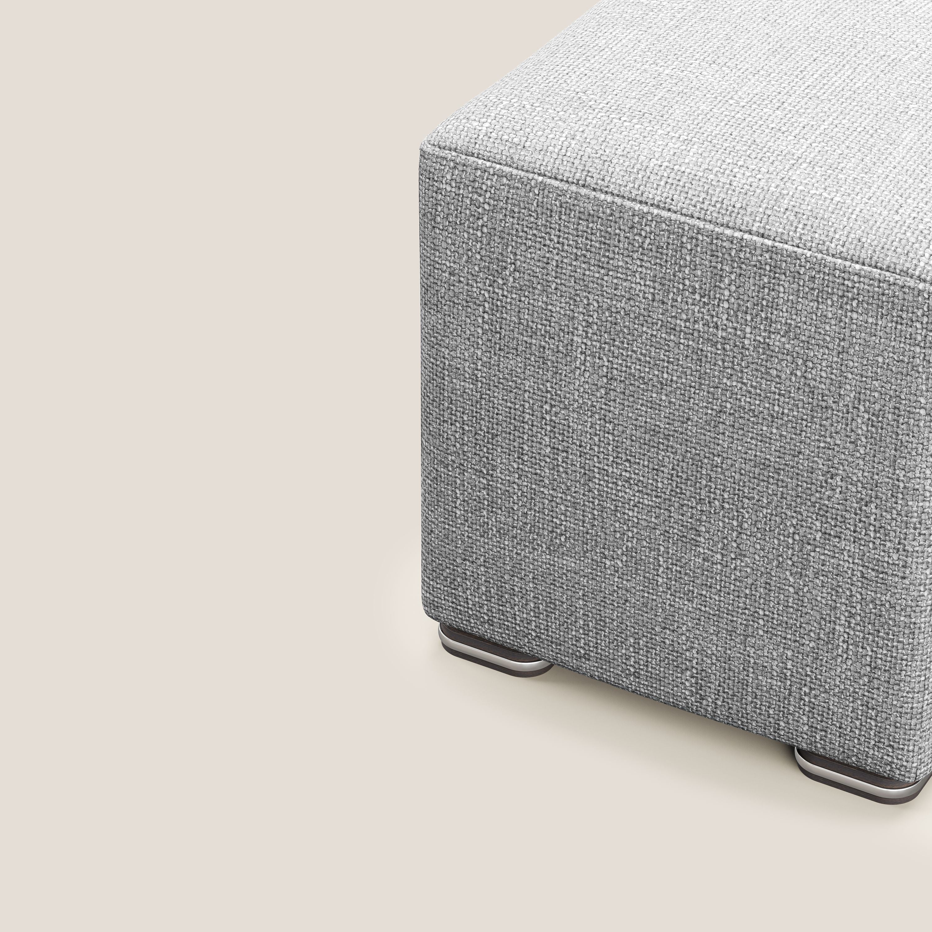 Cube pouf en tissu doux imperméable entrelacé melangé T06 gris - Image 6