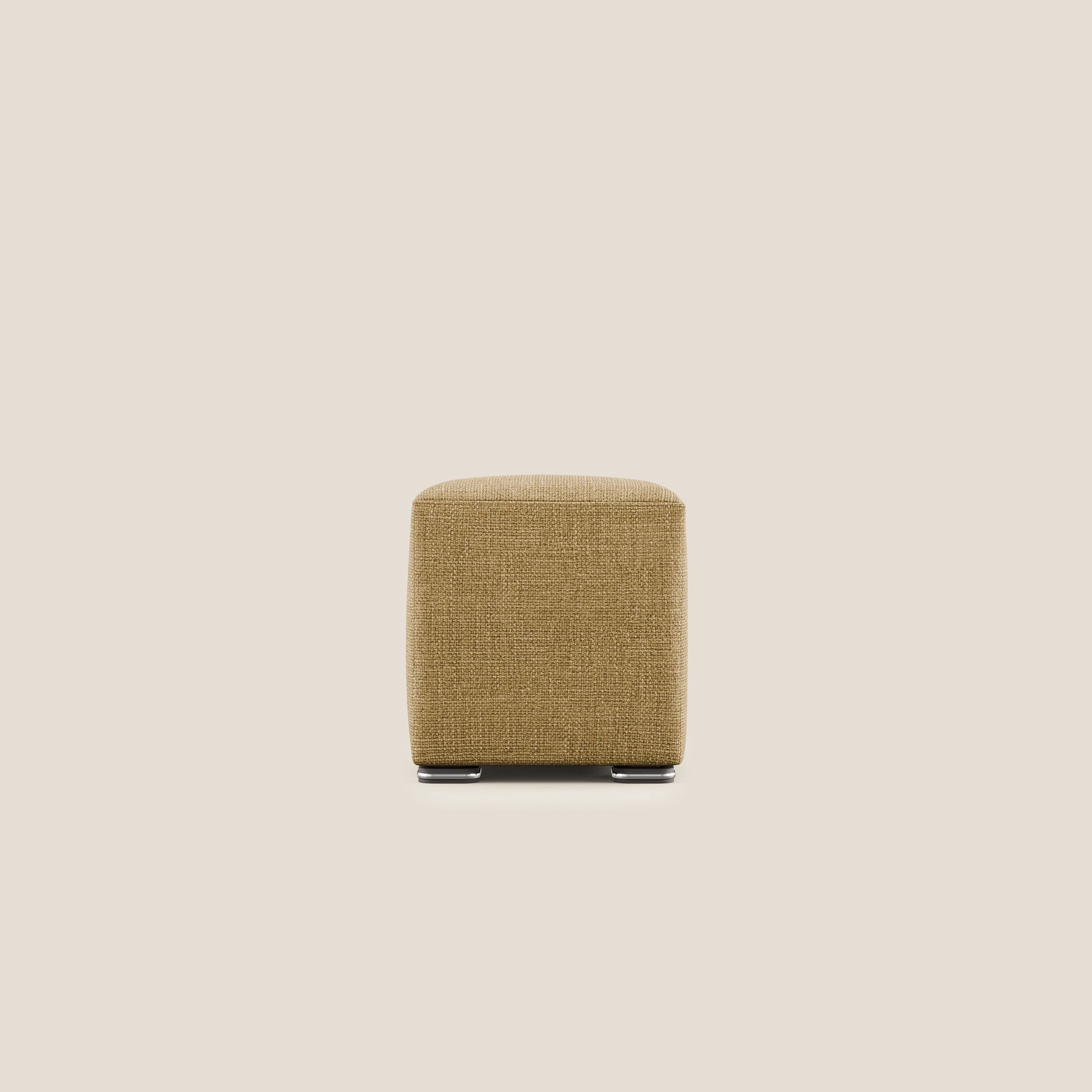 Cube pouf en tissu doux imperméable entrelacé melangé T06 jaune