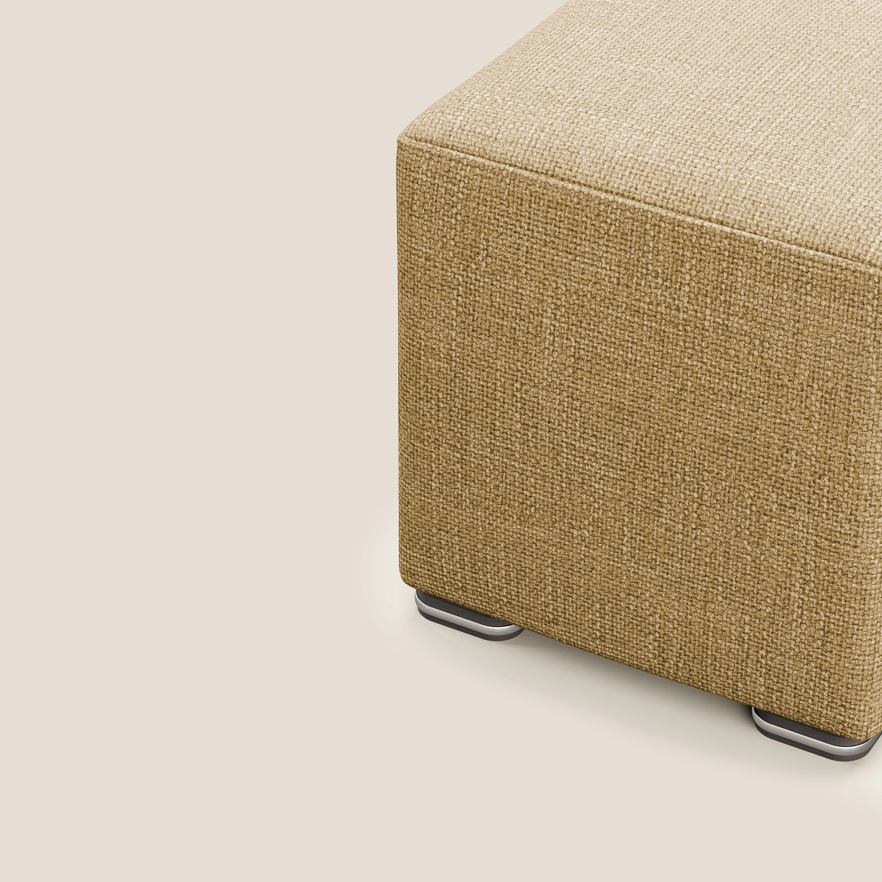 Cube pouf en tissu doux imperméable entrelacé melangé T06 jaune - Image 6