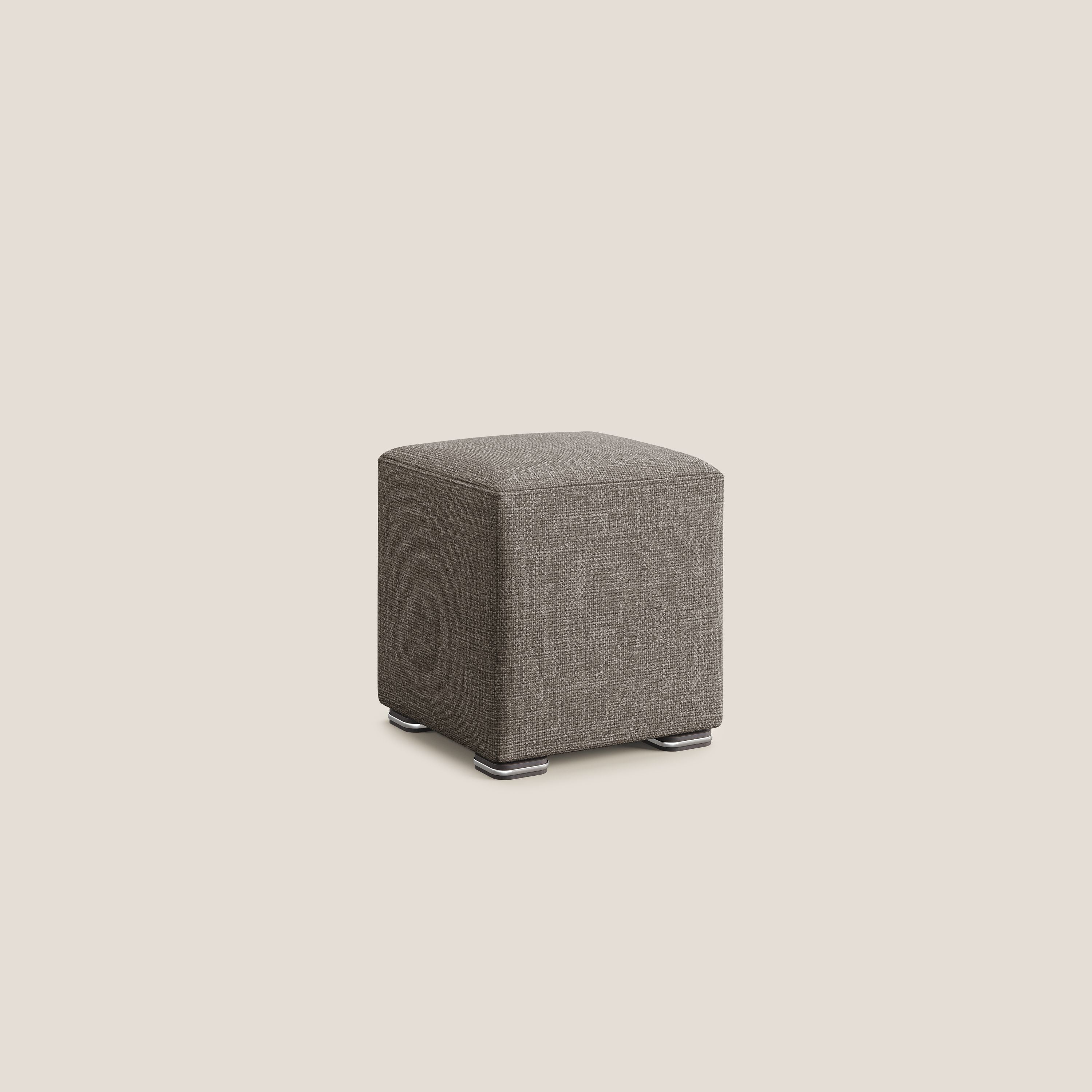 Cube pouf en tissu doux imperméable entrelacé melangé T06 marron - Image 2