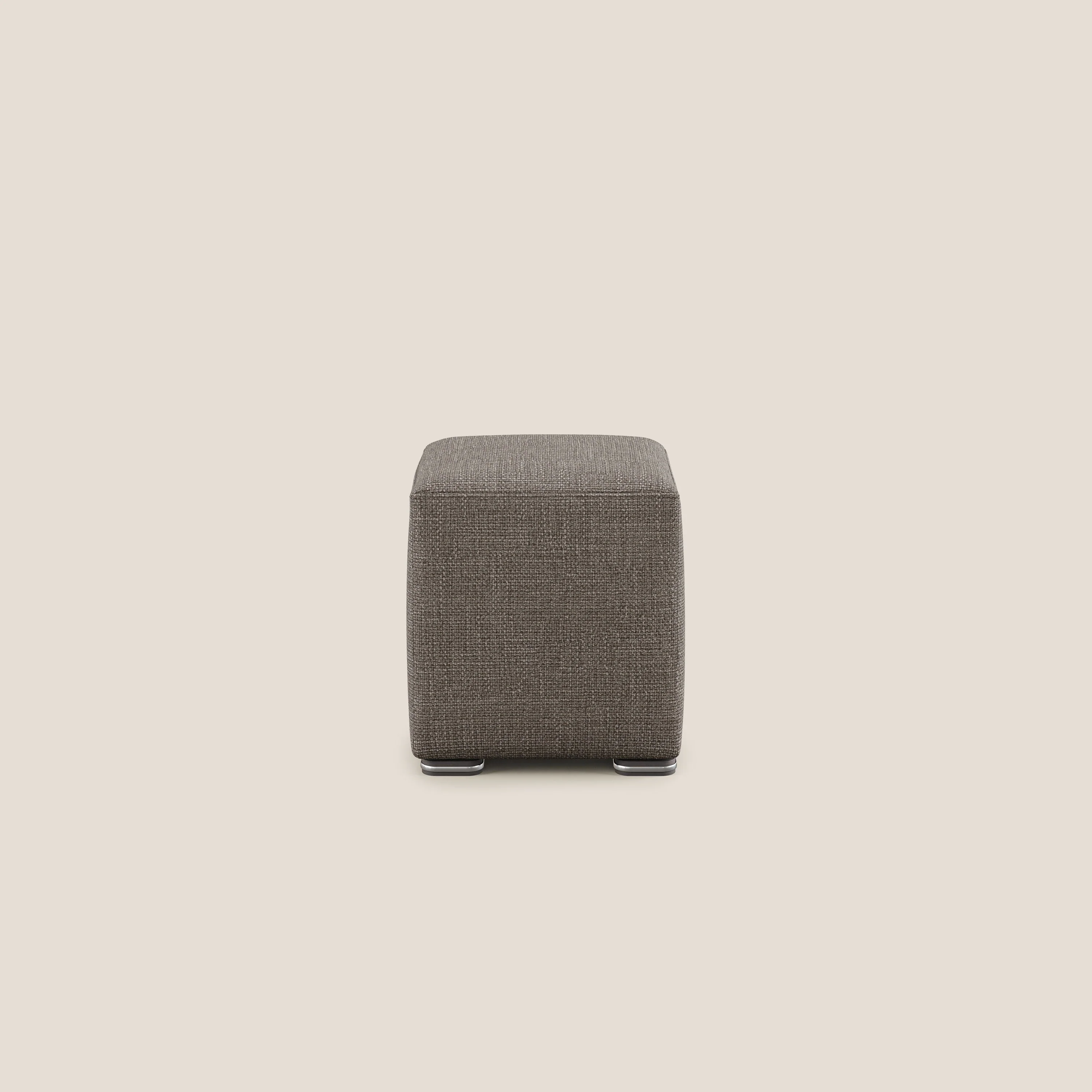 Cube pouf en tissu doux imperméable entrelacé melangé T06 marron - Image 3