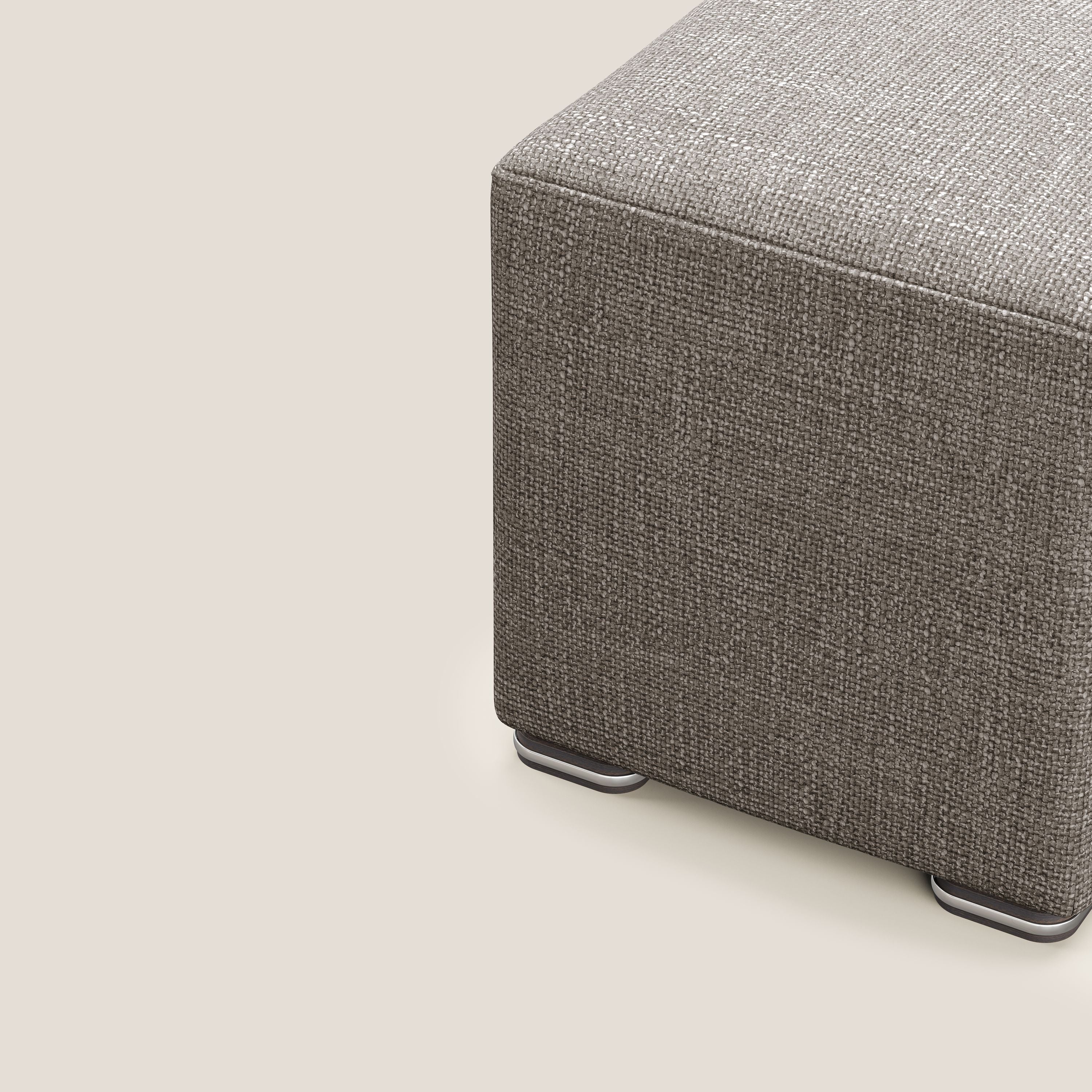 Cube pouf en tissu doux imperméable entrelacé melangé T06 marron - Image 6