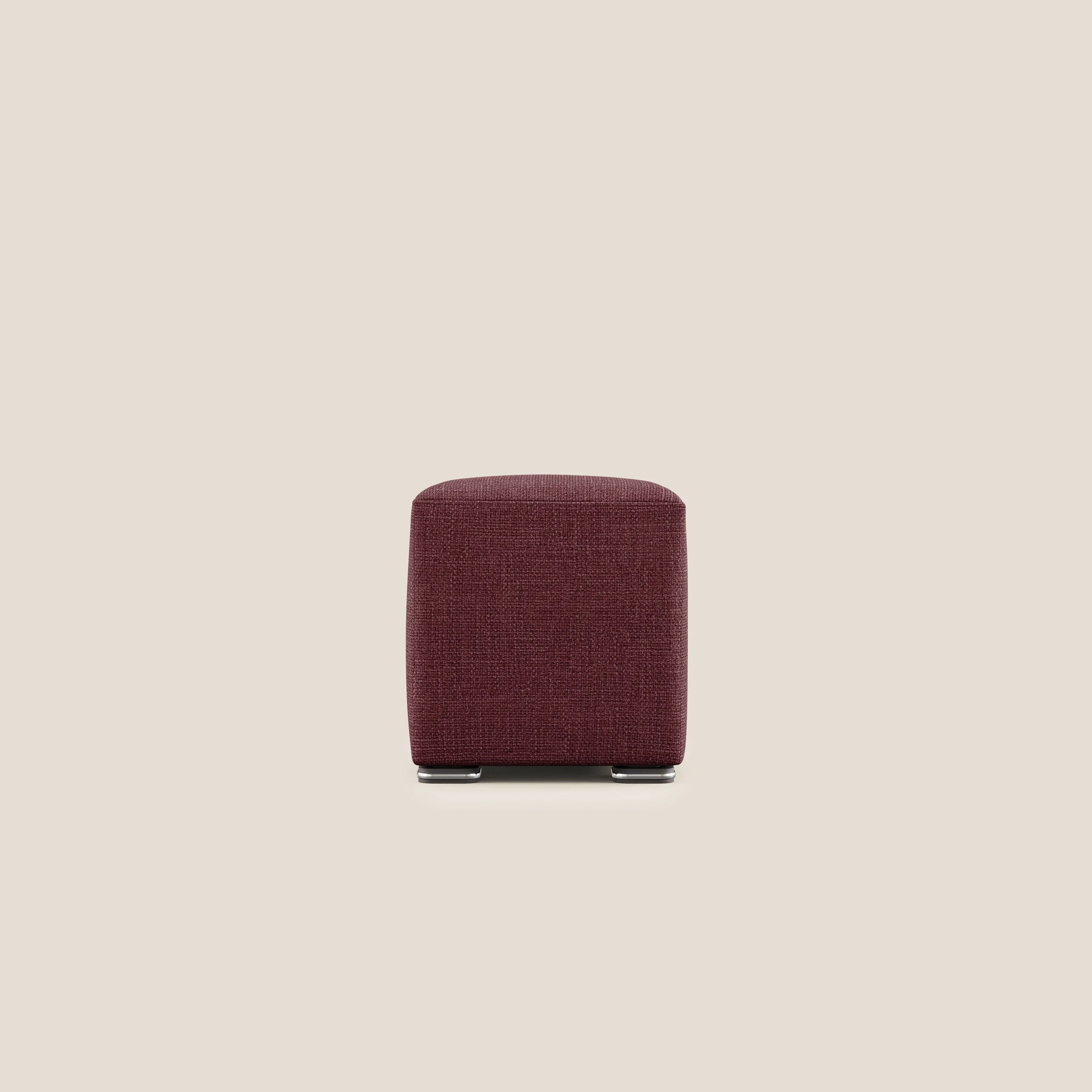 Cube pouf en tissu doux imperméable entrelacé melangé T06 rouge
