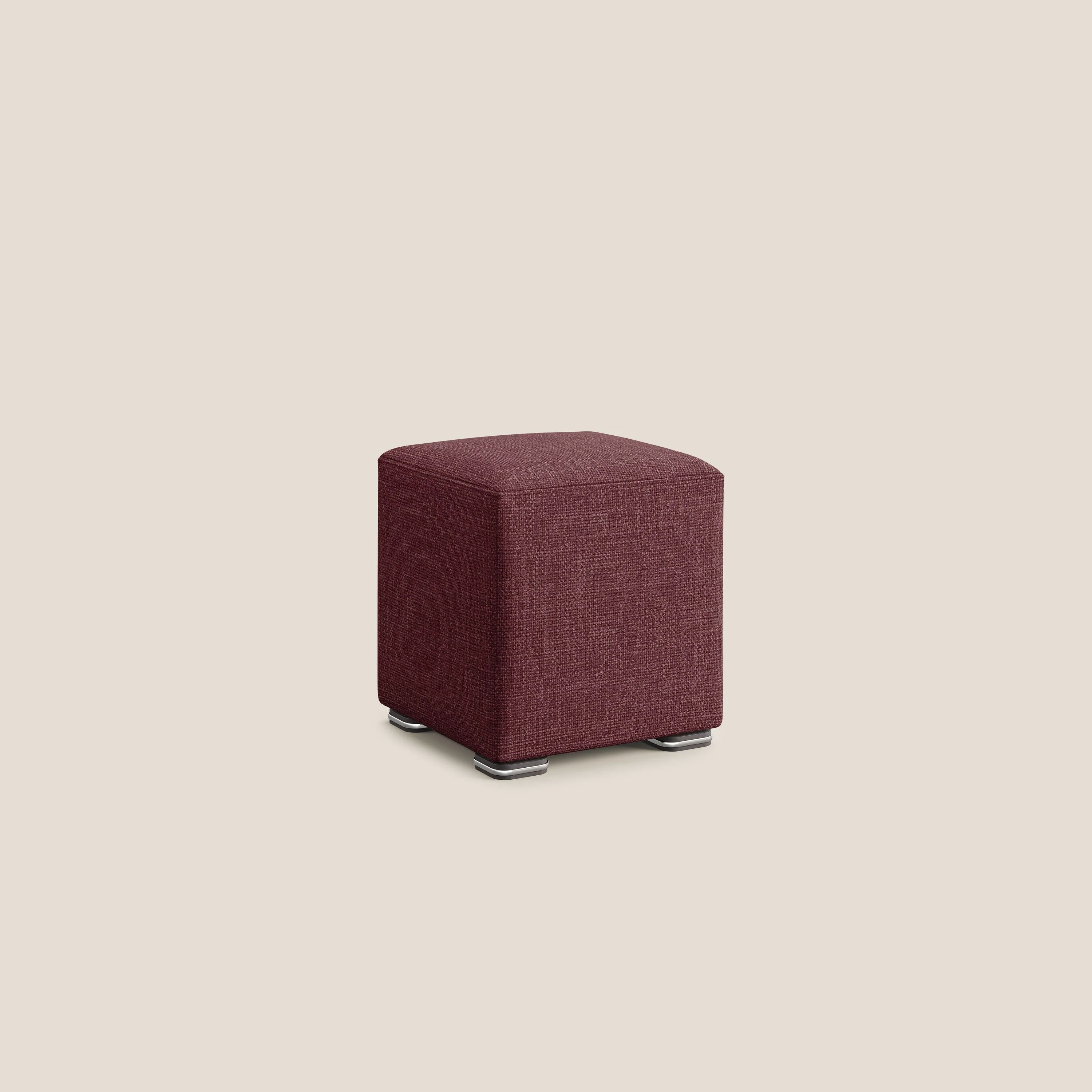 Cube pouf en tissu doux imperméable entrelacé melangé T06 rouge - Image 2