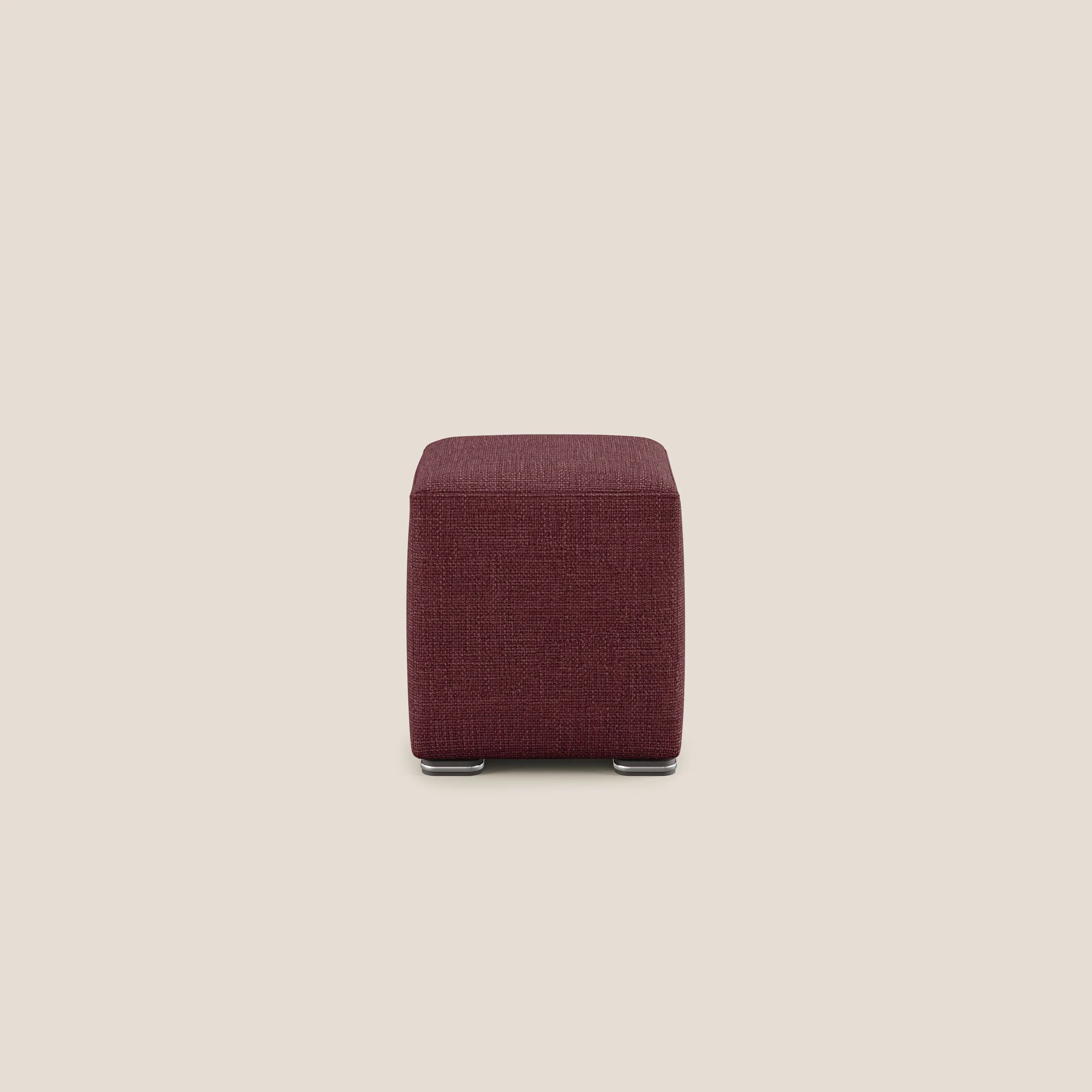 Cube pouf en tissu doux imperméable entrelacé melangé T06 rouge - Image 3