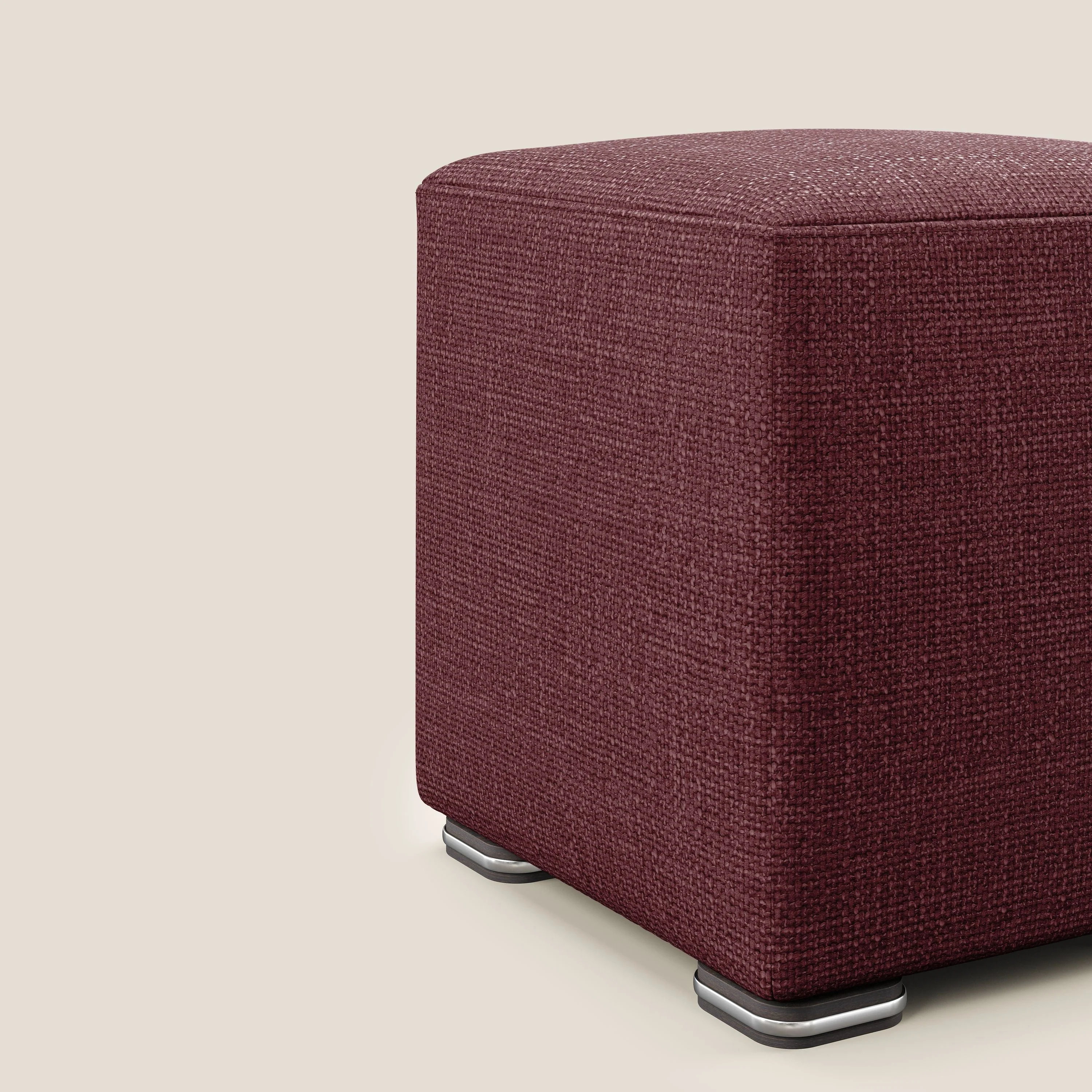 Cube pouf en tissu doux imperméable entrelacé melangé T06 rouge - Image 4