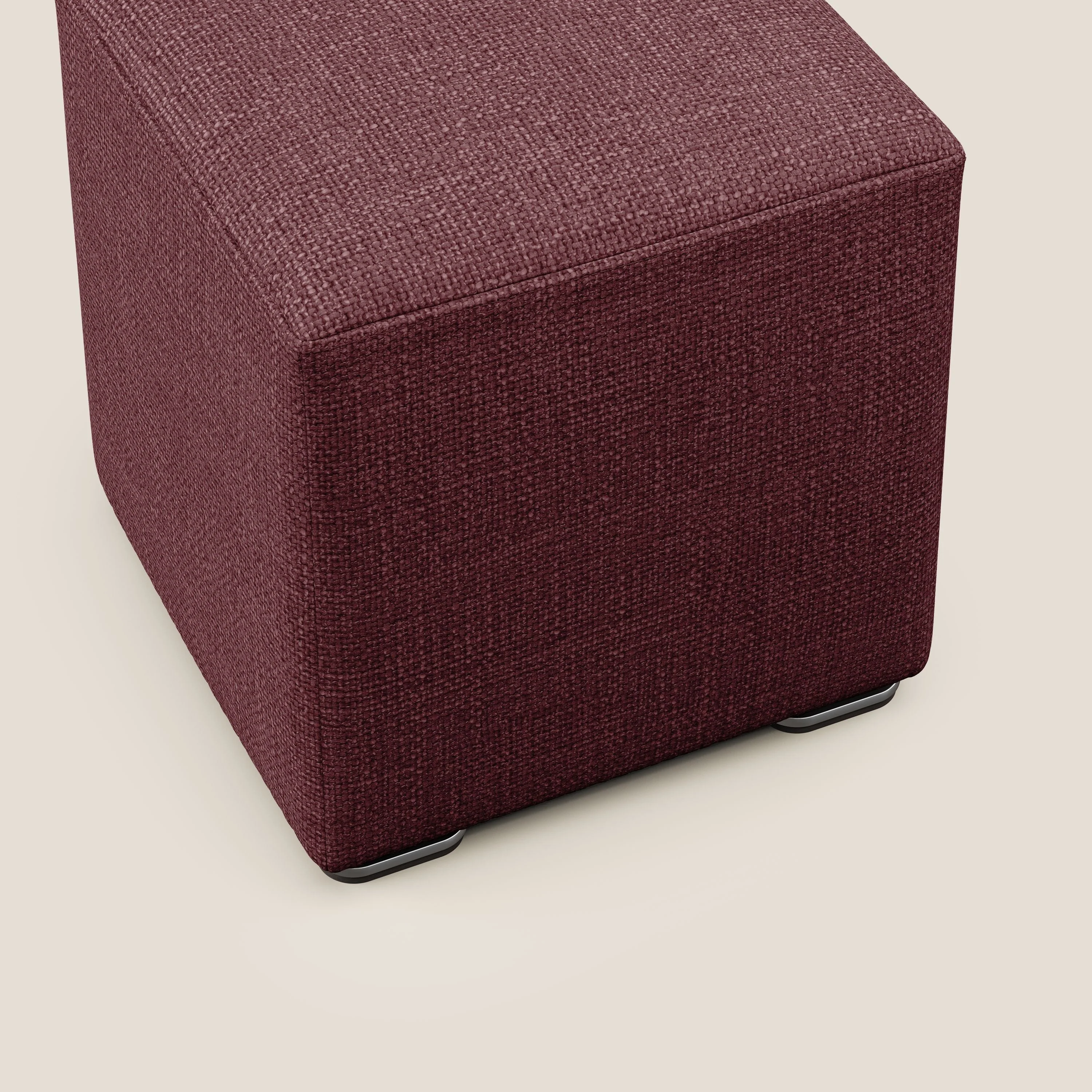 Cube pouf en tissu doux imperméable entrelacé melangé T06 rouge - Image 5