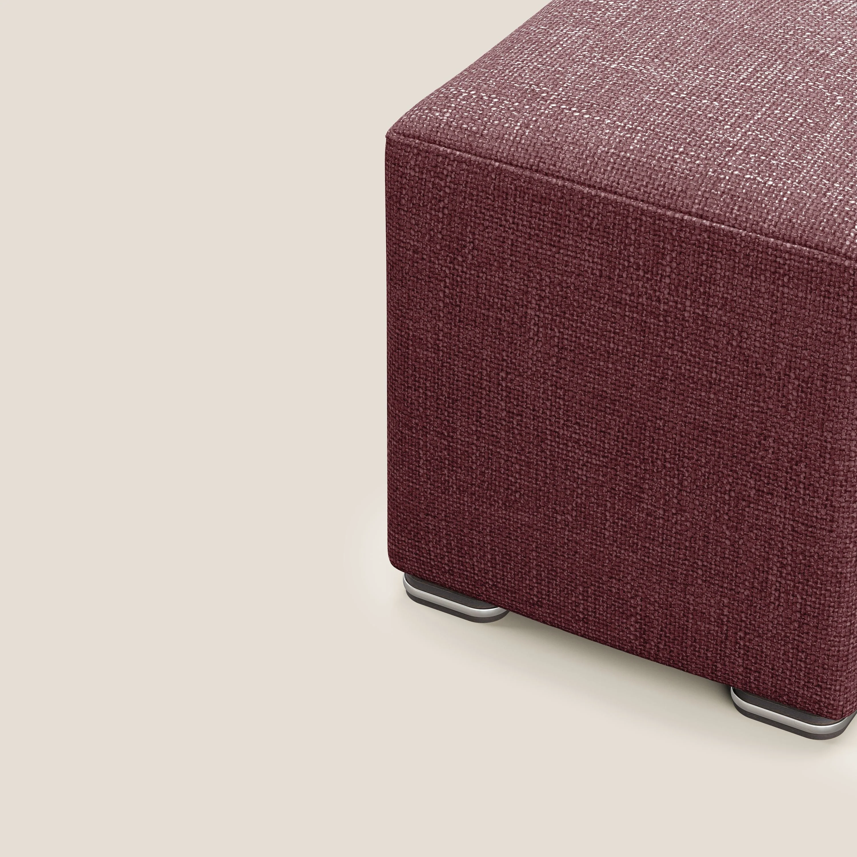Cube pouf en tissu doux imperméable entrelacé melangé T06 rouge - Image 6