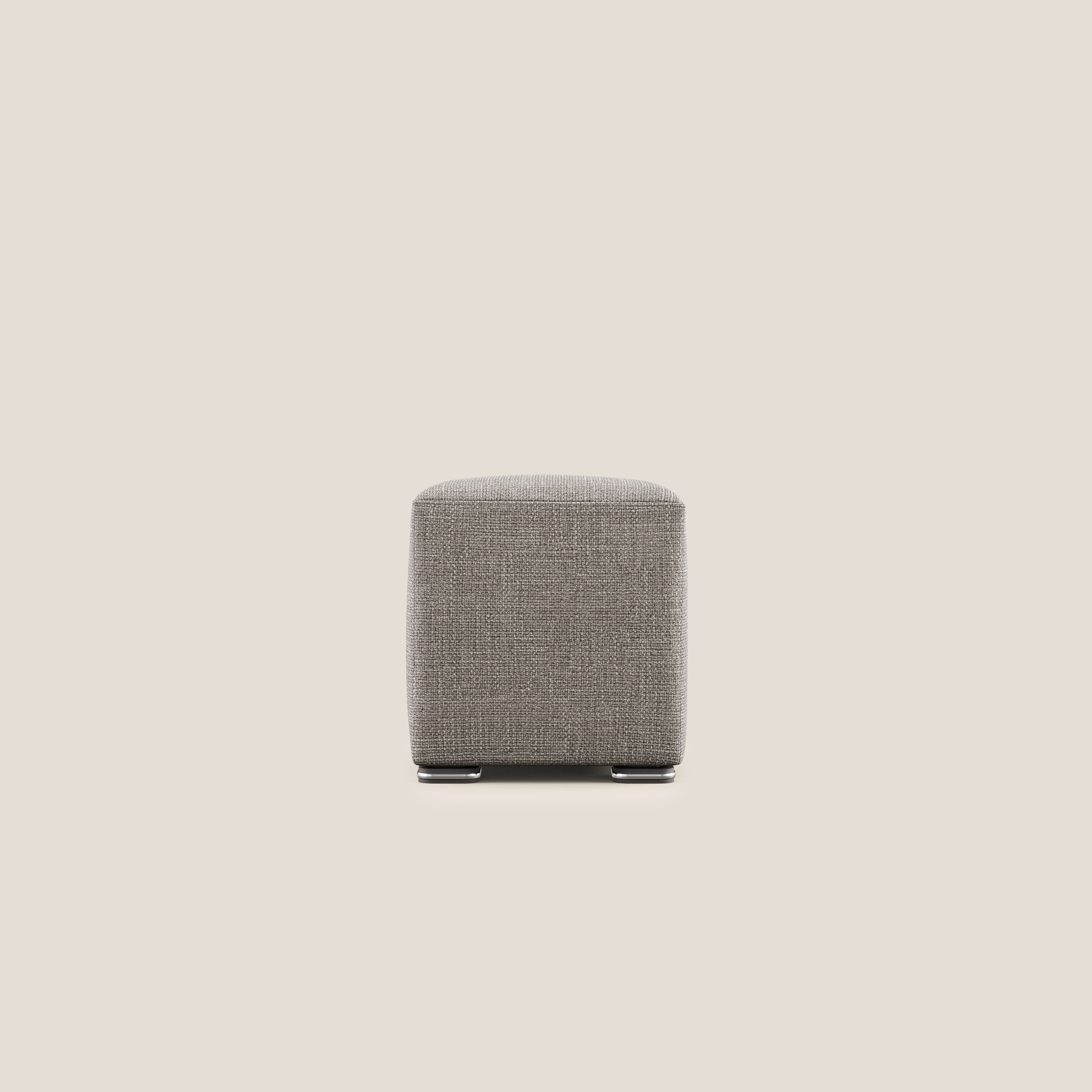 Cube pouf en tissu doux imperméable entrelacé melangé T06 Taupe tortora