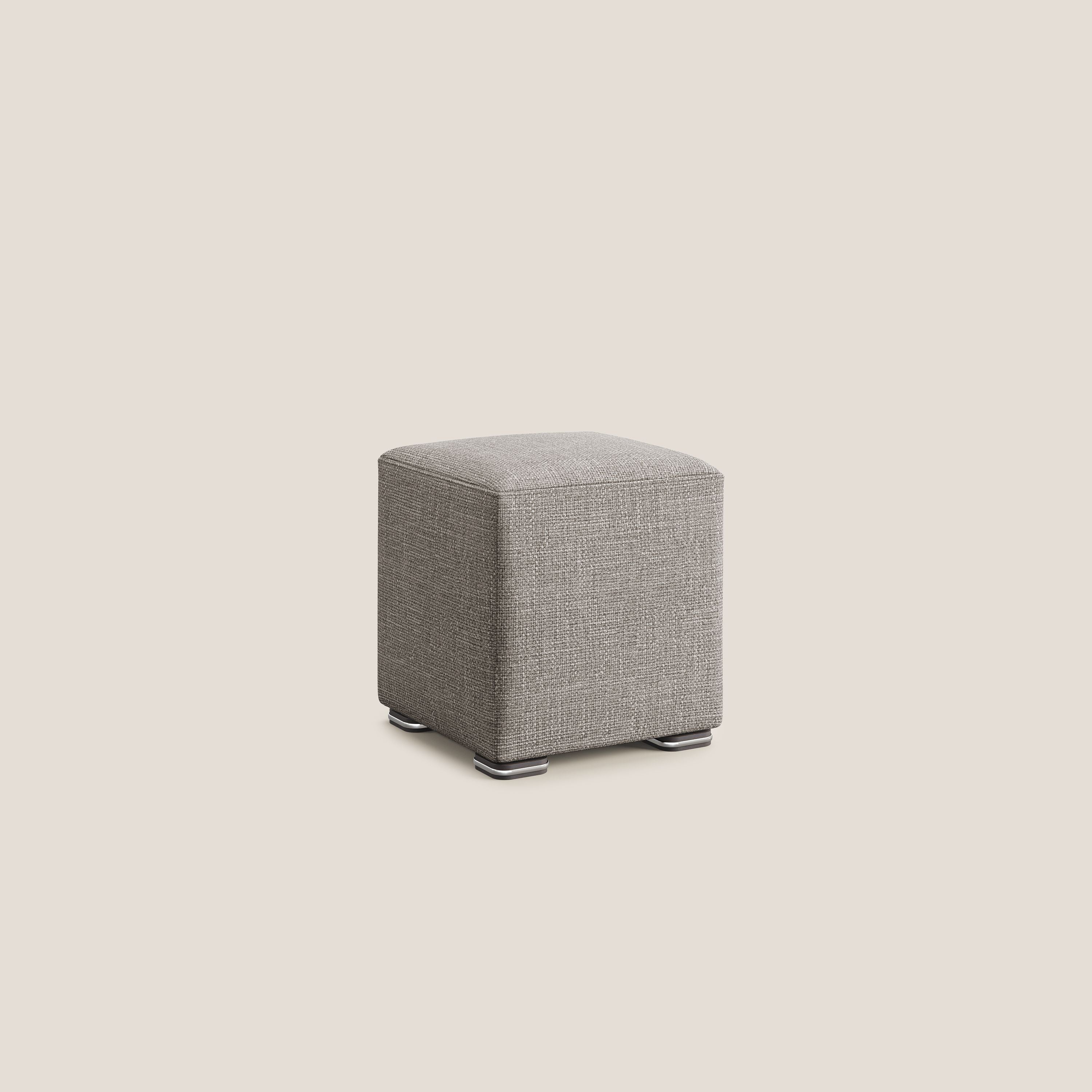Cube pouf en tissu doux imperméable entrelacé melangé T06 Taupe tortora - Image 2
