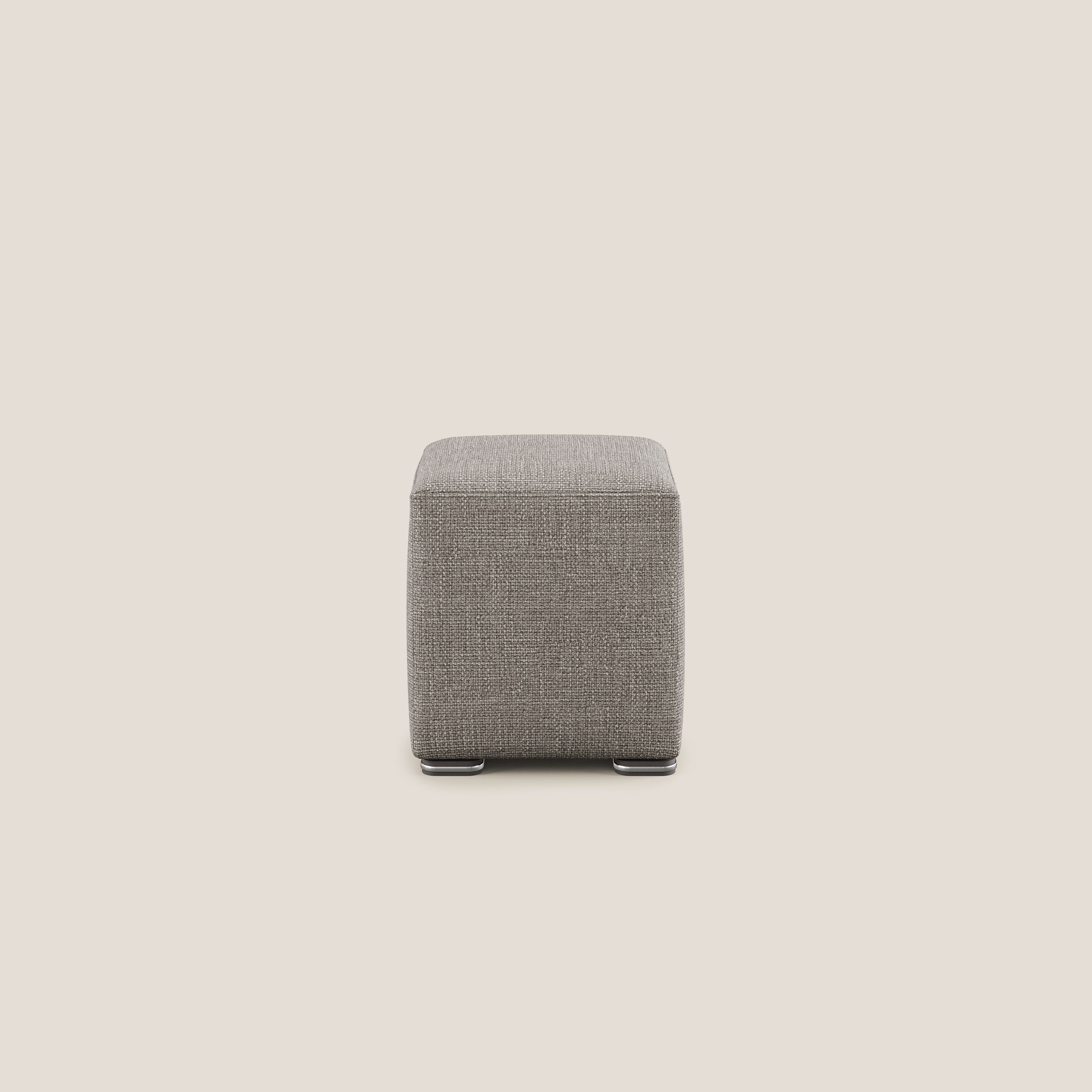 Cube pouf en tissu doux imperméable entrelacé melangé T06 Taupe tortora - Image 3