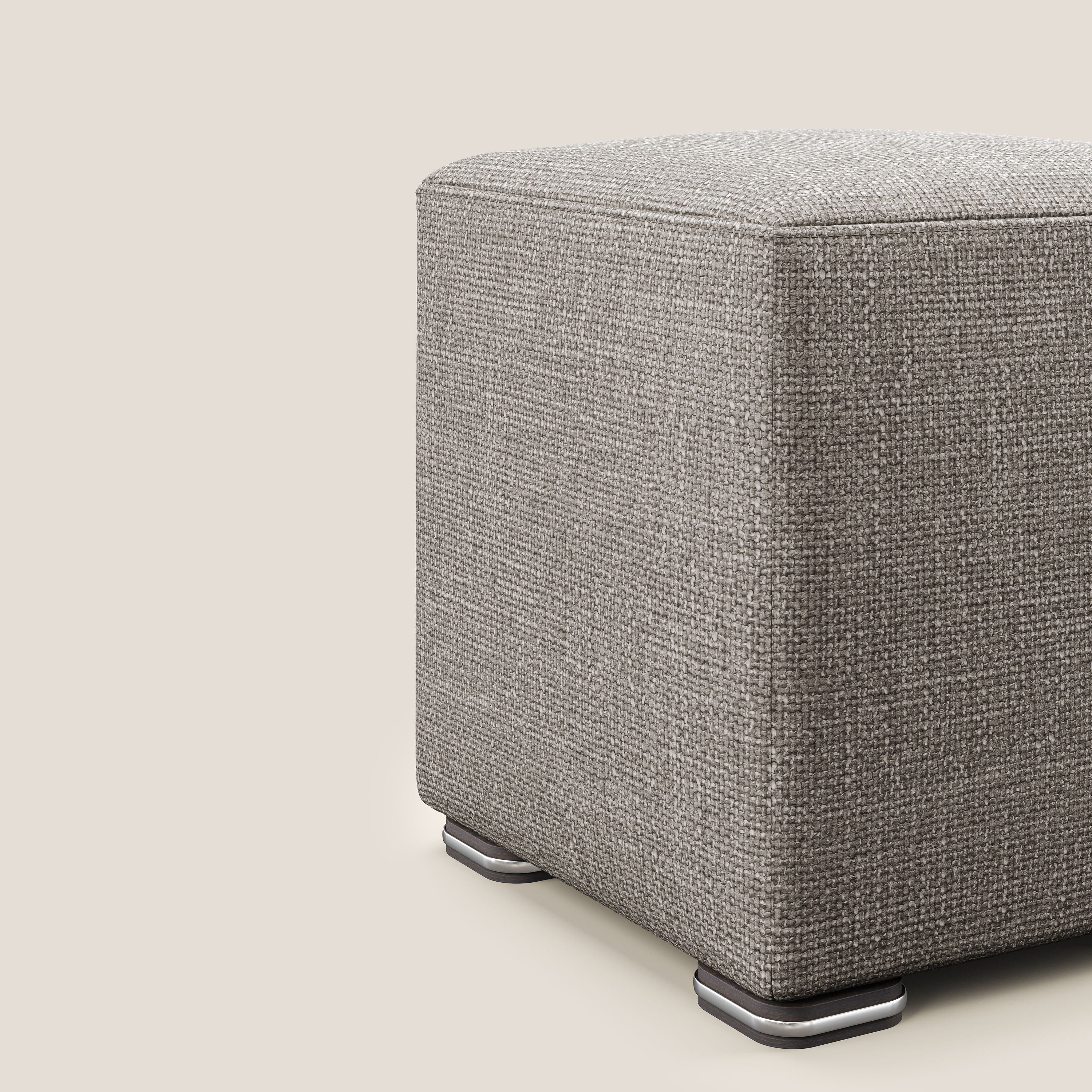 Cube pouf en tissu doux imperméable entrelacé melangé T06 Taupe tortora - Image 4