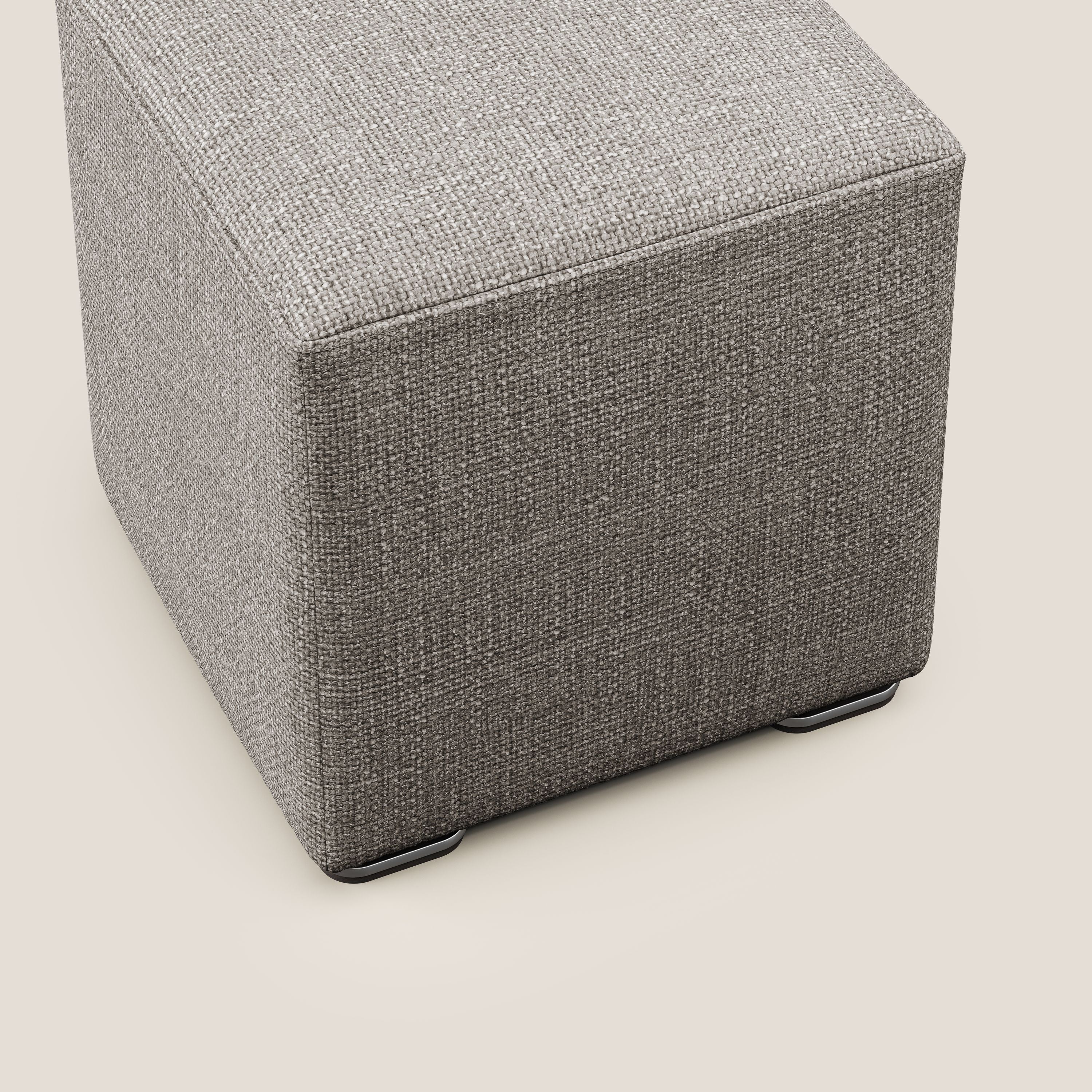 Cube pouf en tissu doux imperméable entrelacé melangé T06 Taupe tortora - Image 5