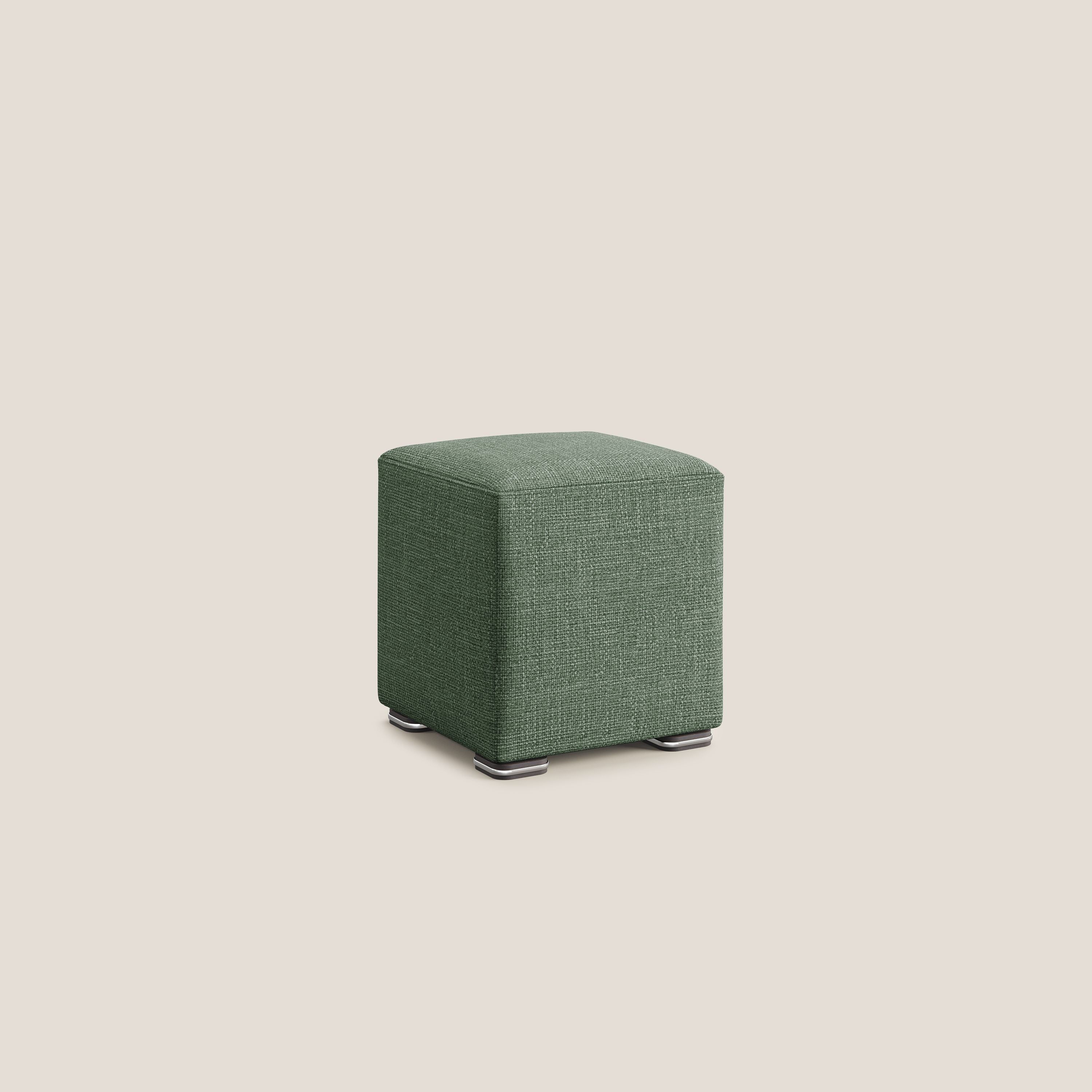 Cube pouf en tissu doux imperméable entrelacé melangé T06 vert - Image 3