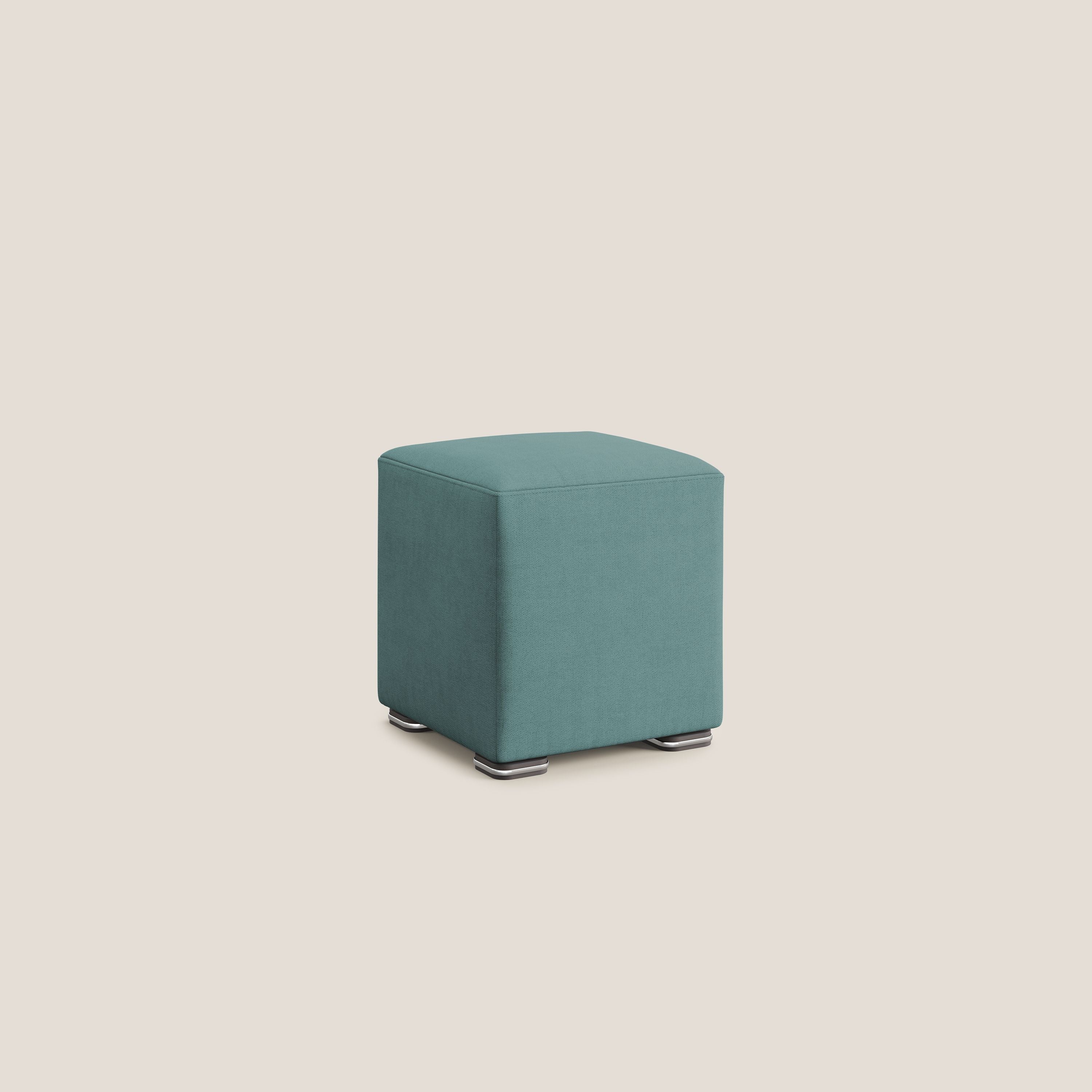 Cube pouf en tissu doux imperméable T02 bleu canard - Image 2