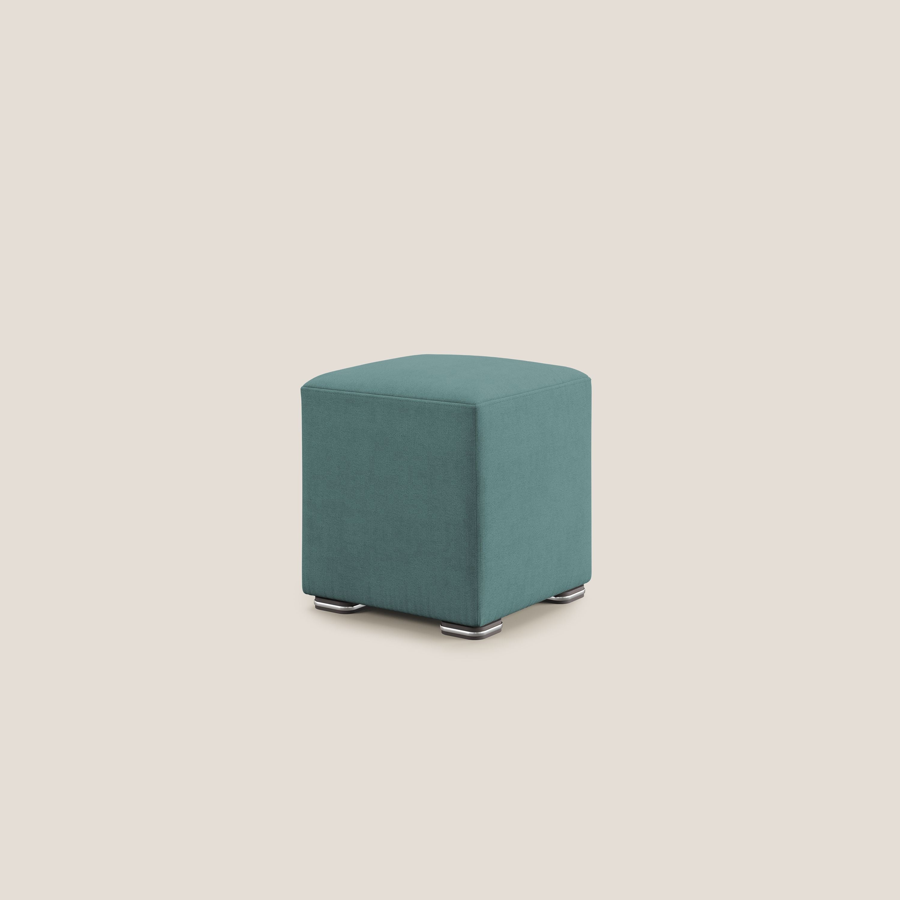 Cube pouf en tissu doux imperméable T02 bleu canard - Image 3