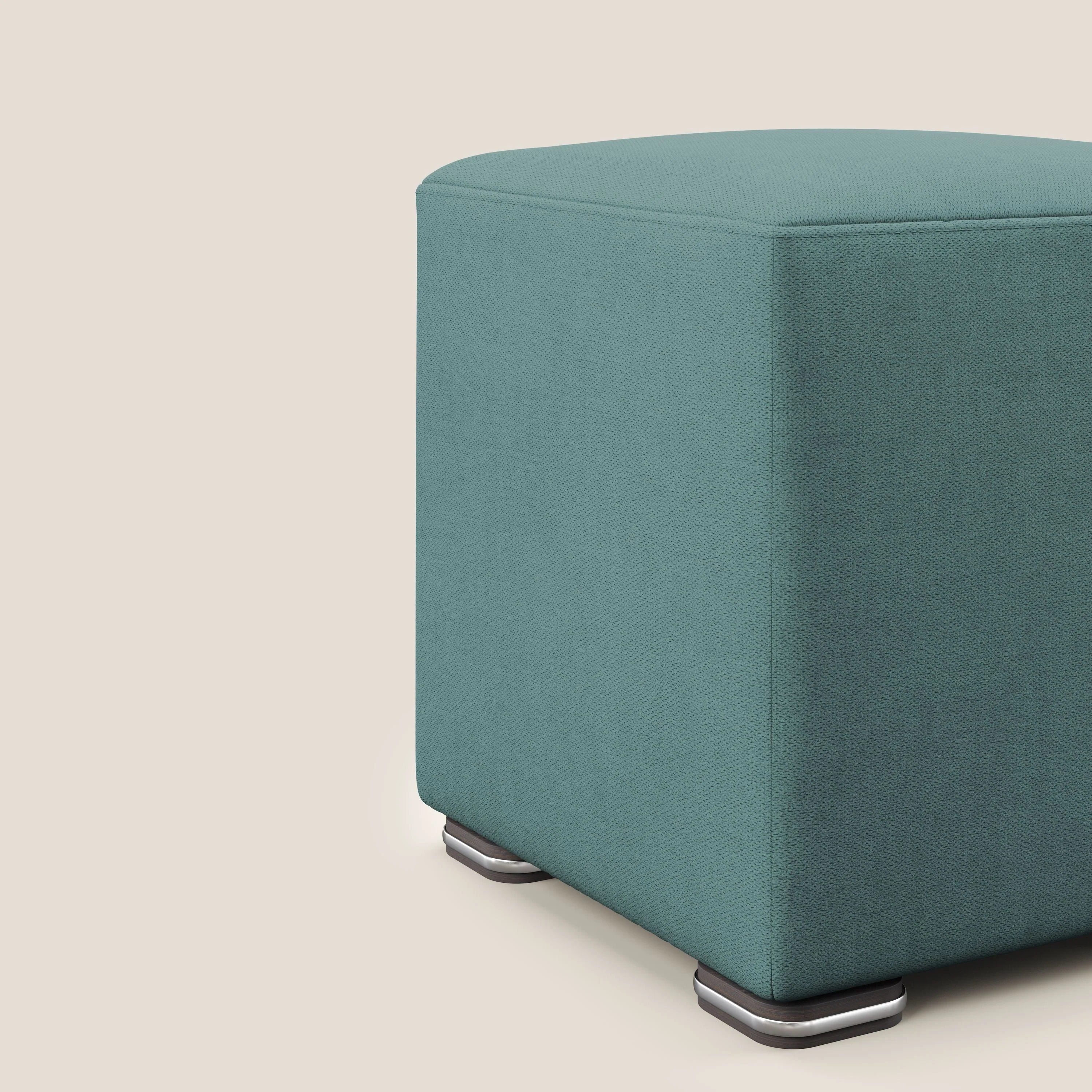 Cube pouf en tissu doux imperméable T02 bleu canard - Image 4