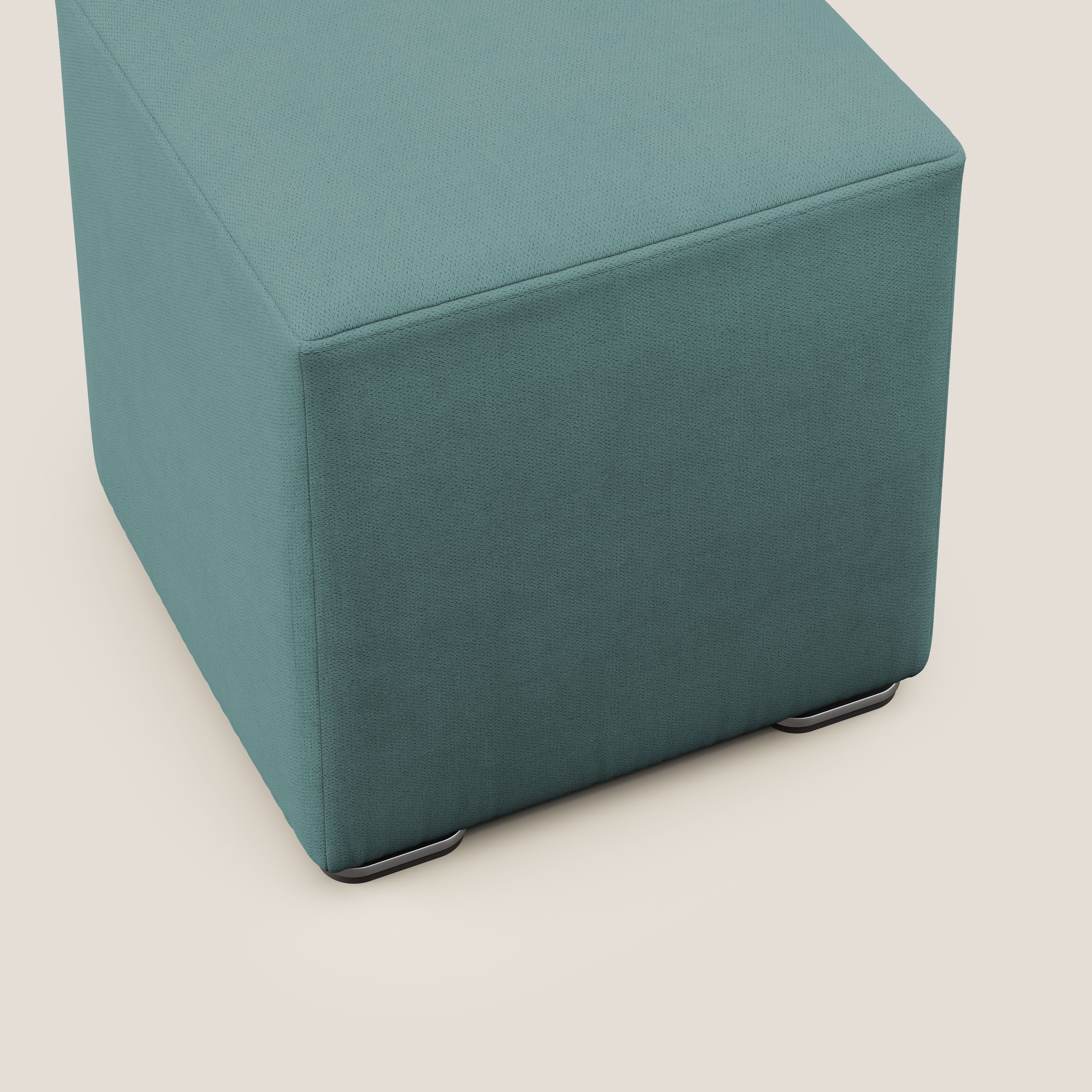 Cube pouf en tissu doux imperméable T02 bleu canard - Image 5
