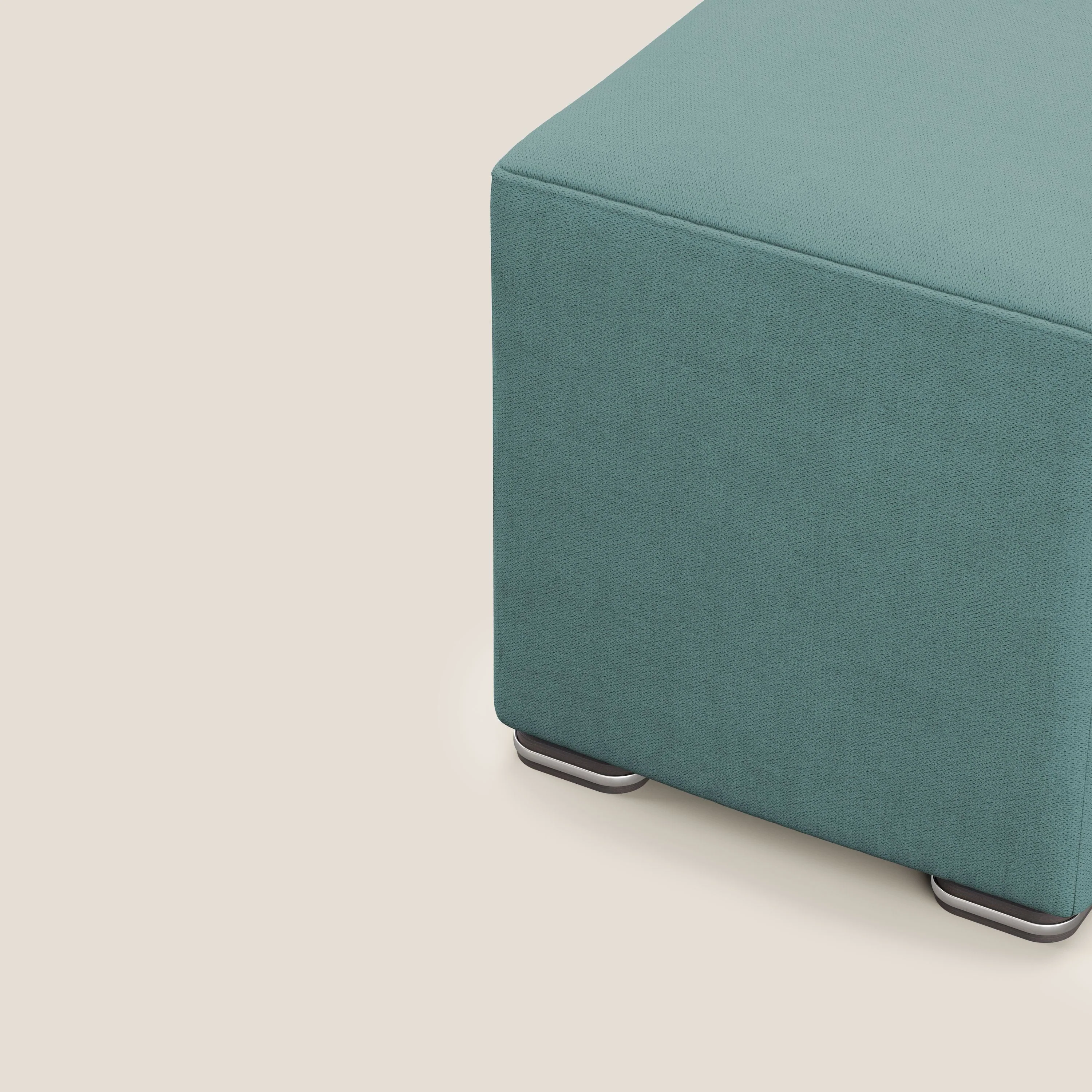 Cube pouf en tissu doux imperméable T02 bleu canard - Image 6