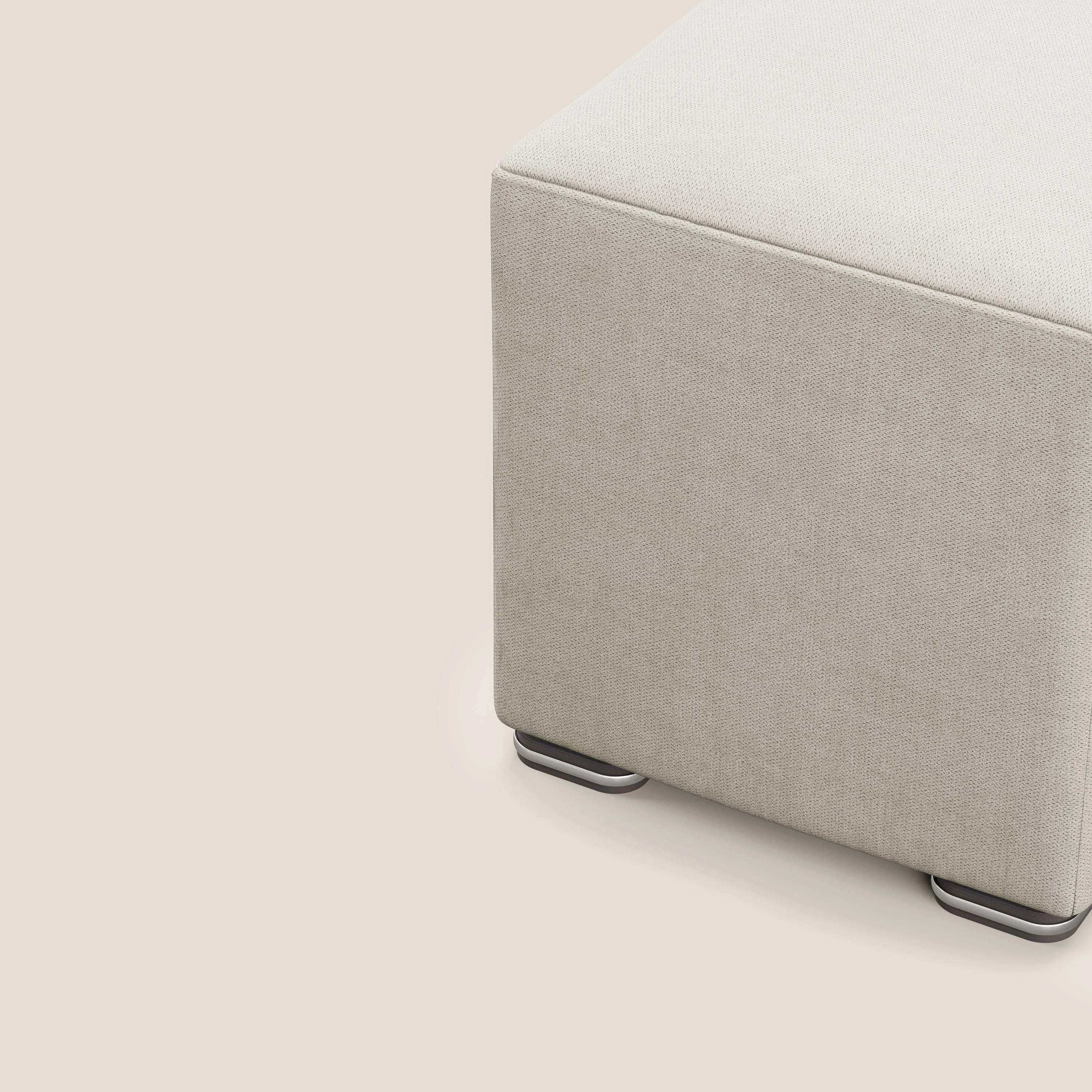 Cube pouf en tissu doux imperméable T02 crème - Image 7