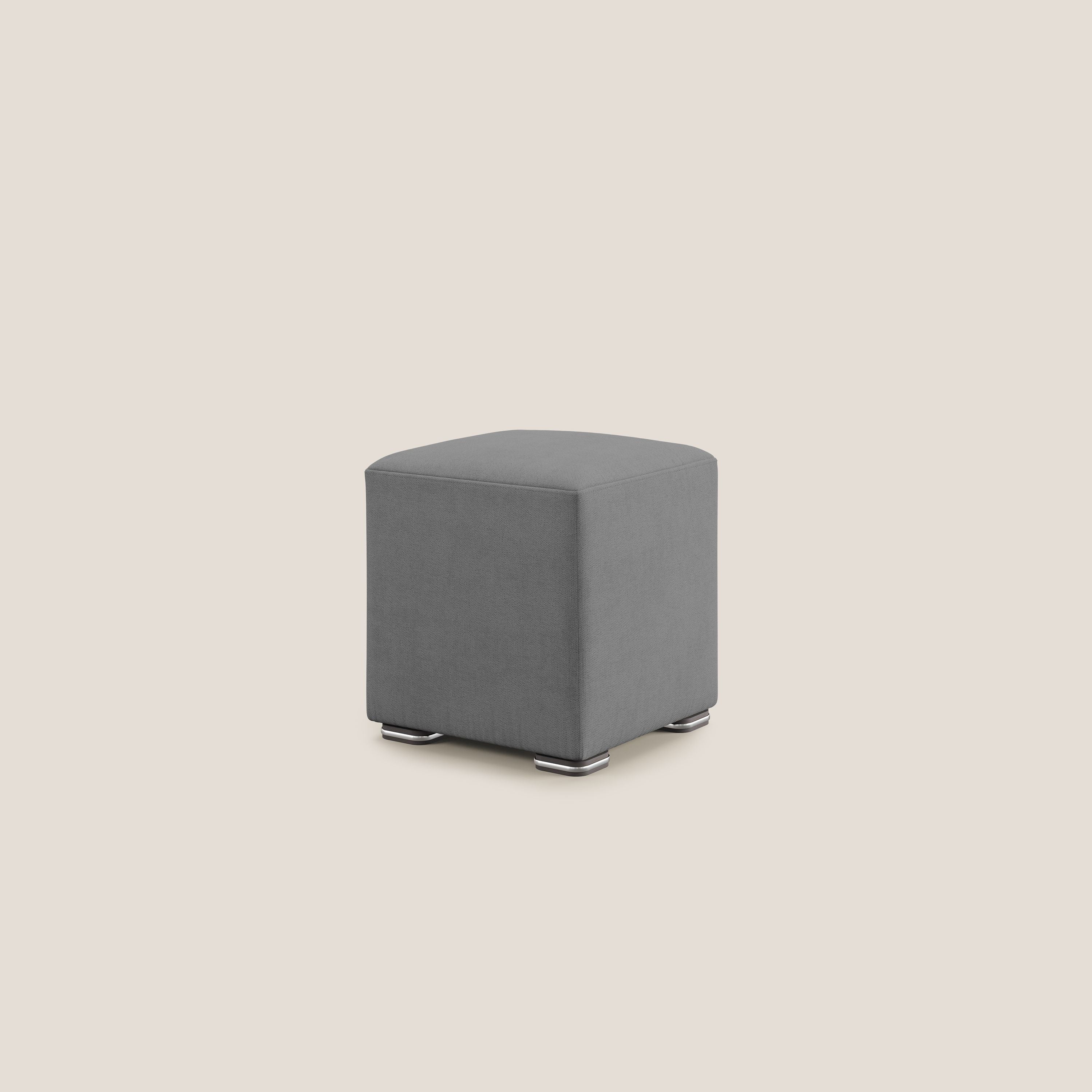 Cube pouf en tissu doux imperméable T02 gris - Image 3