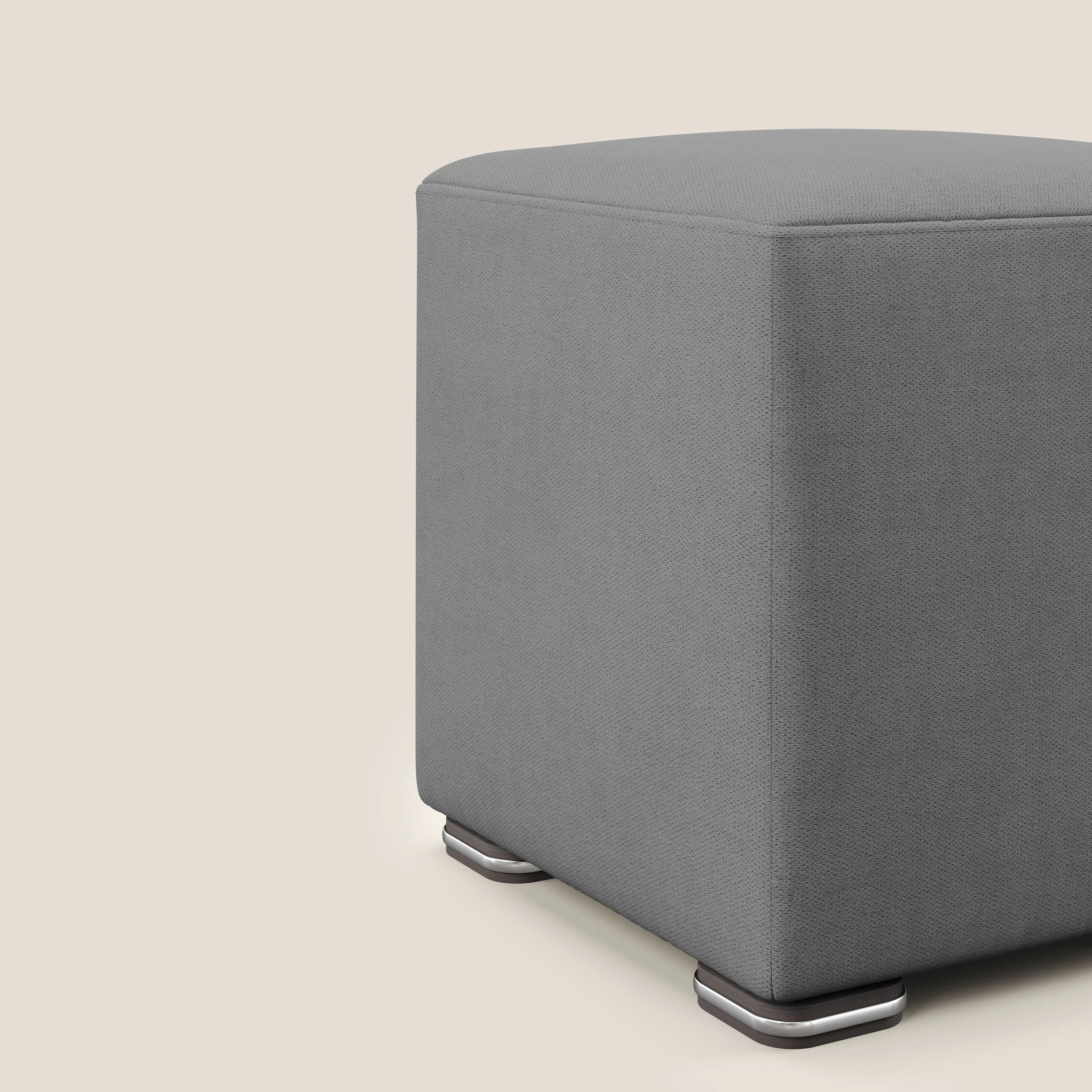 Cube pouf en tissu doux imperméable T02 gris - Image 4